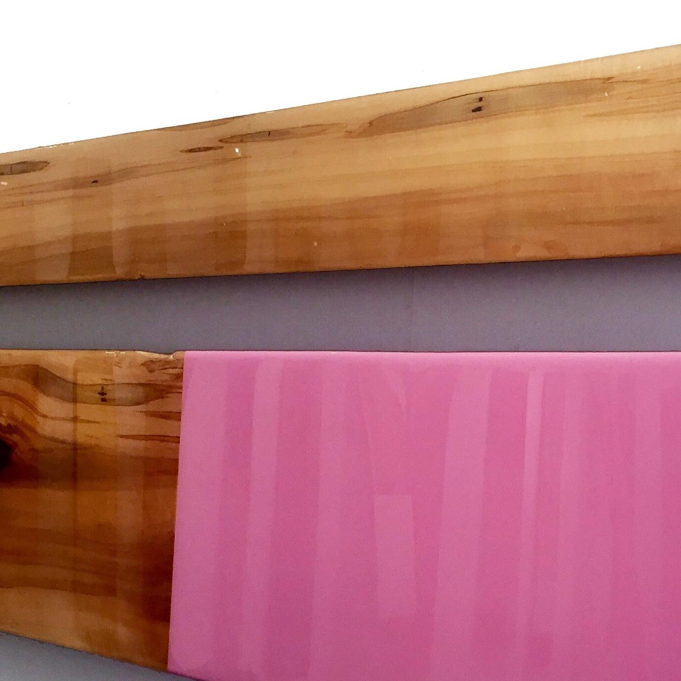 Leaner Set 2643, David E. Peterson, zeitgenössische pastellfarbene Holz-Wandskulptur im Angebot 2