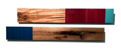 Leaner Set #3132, David E. Peterson, Contemporary Colorful Wooden Wall Sculpture