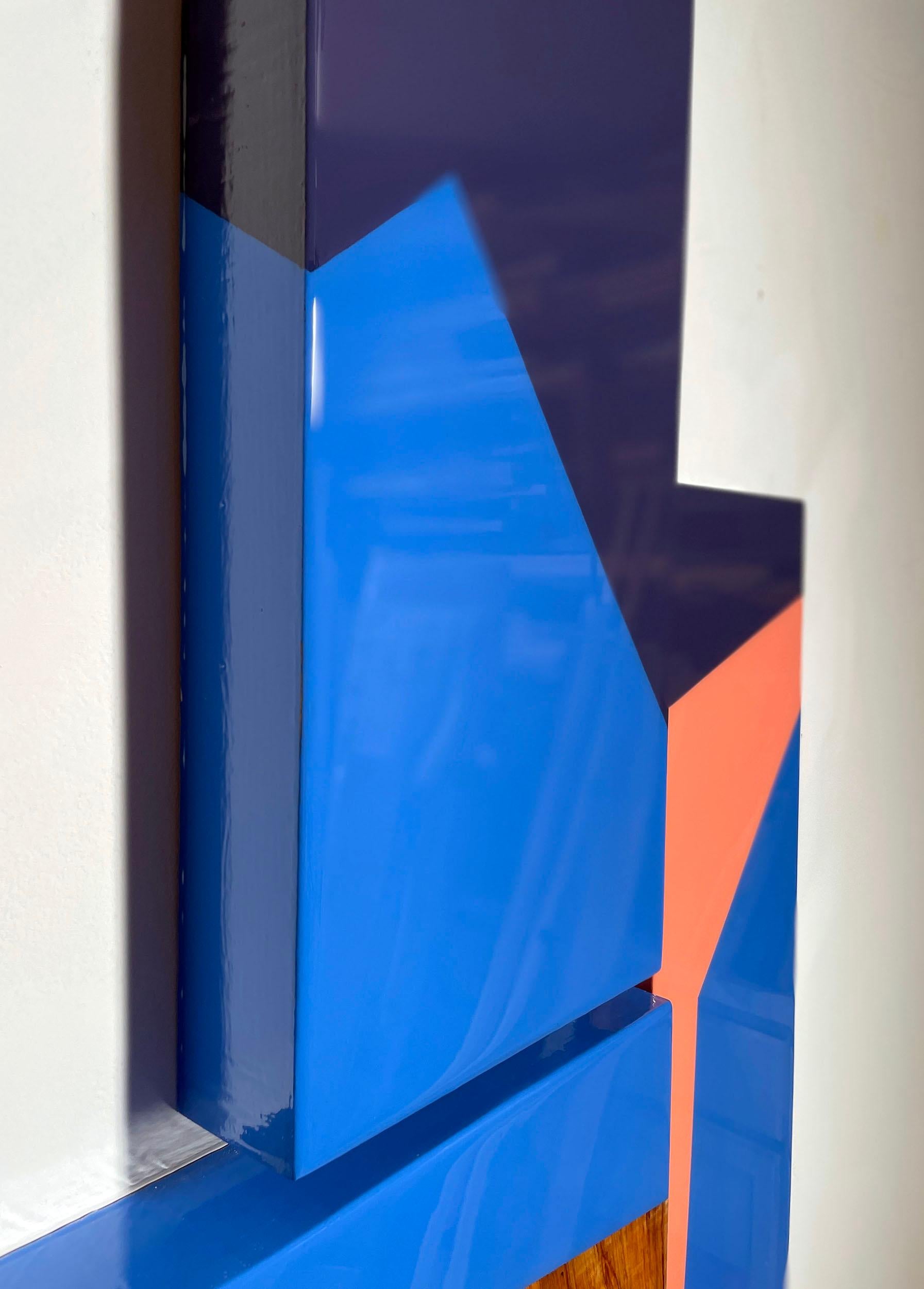 Puzzle #117: Large Colorful Geometric Abstract Wall Sculpture in Wood and Resin For Sale 1