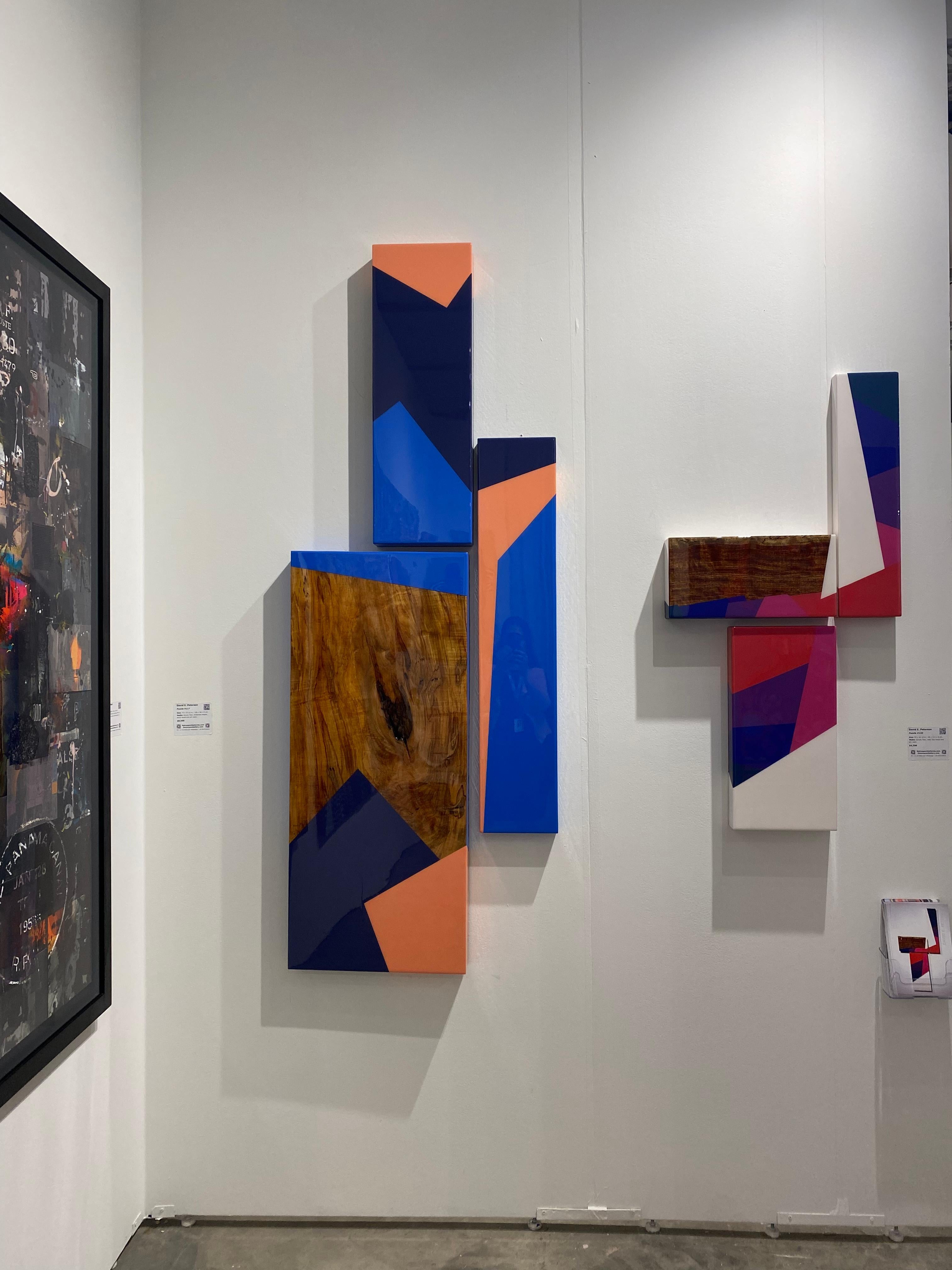 Puzzle #117: Large Colorful Geometric Abstract Wall Sculpture in Wood and Resin For Sale 8