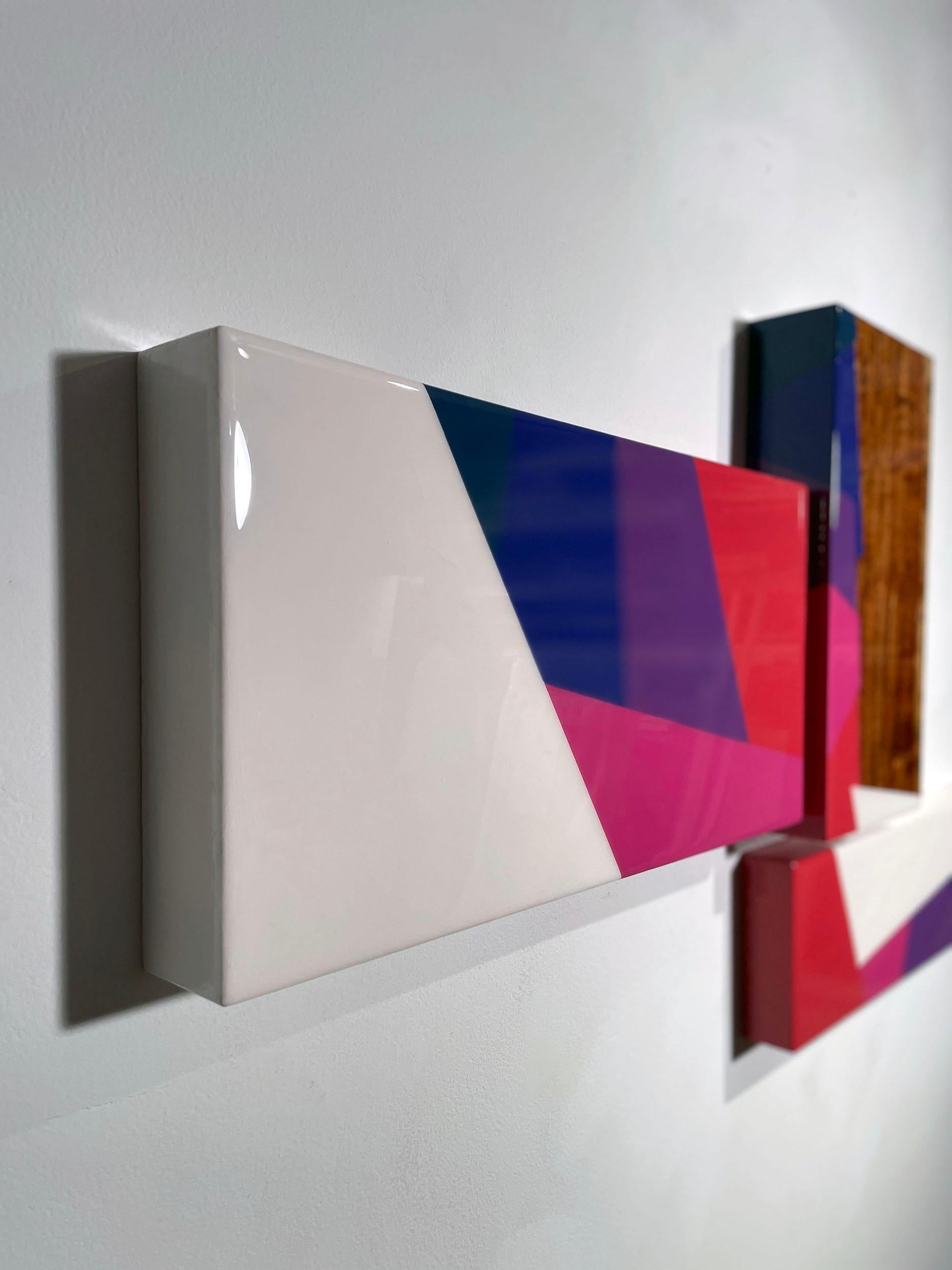 Puzzle #120: Large Colorful Geometric Abstract Wall Sculpture in Wood and Resin For Sale 4
