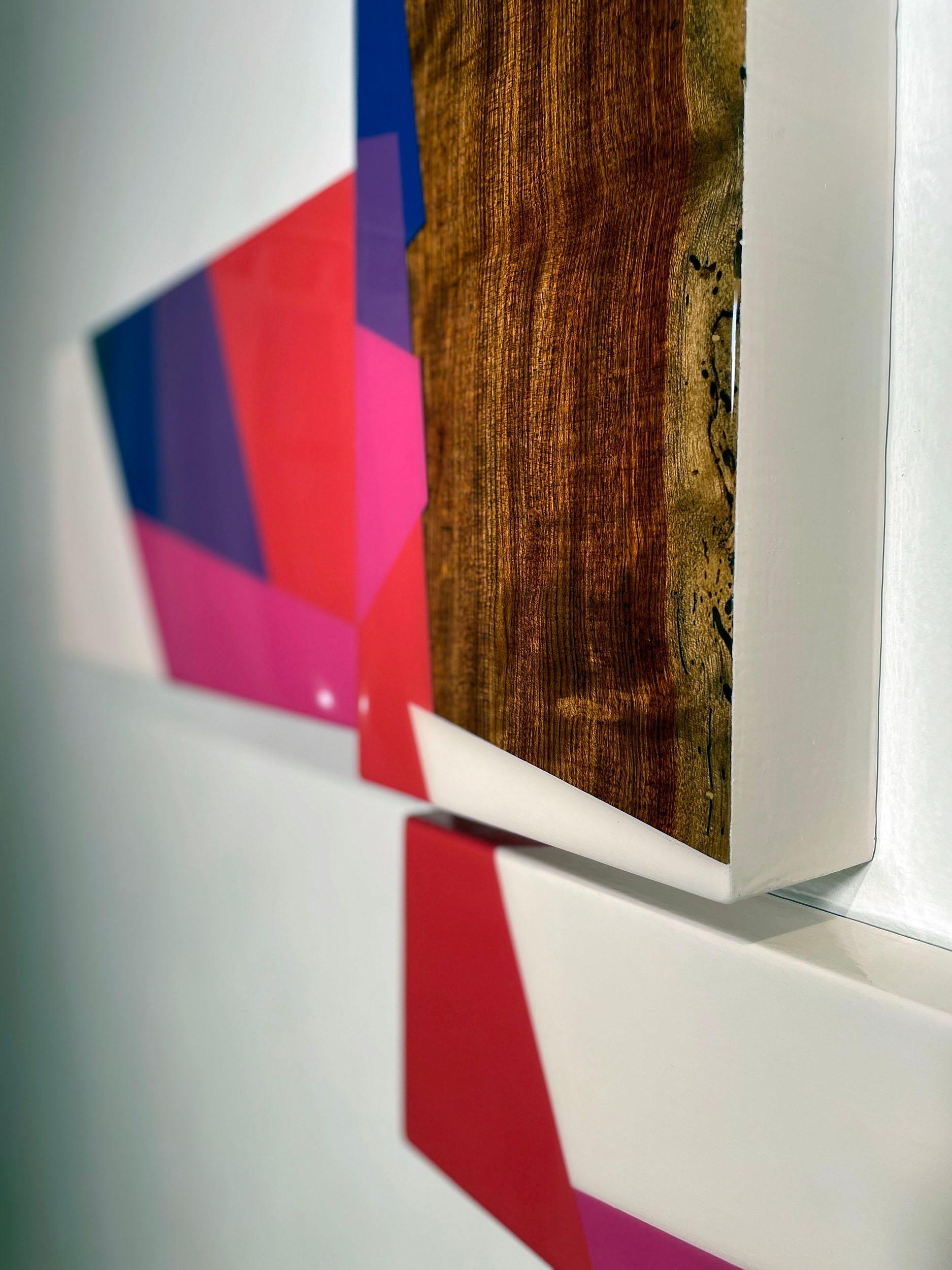 Puzzle #120: Large Colorful Geometric Abstract Wall Sculpture in Wood and Resin For Sale 2