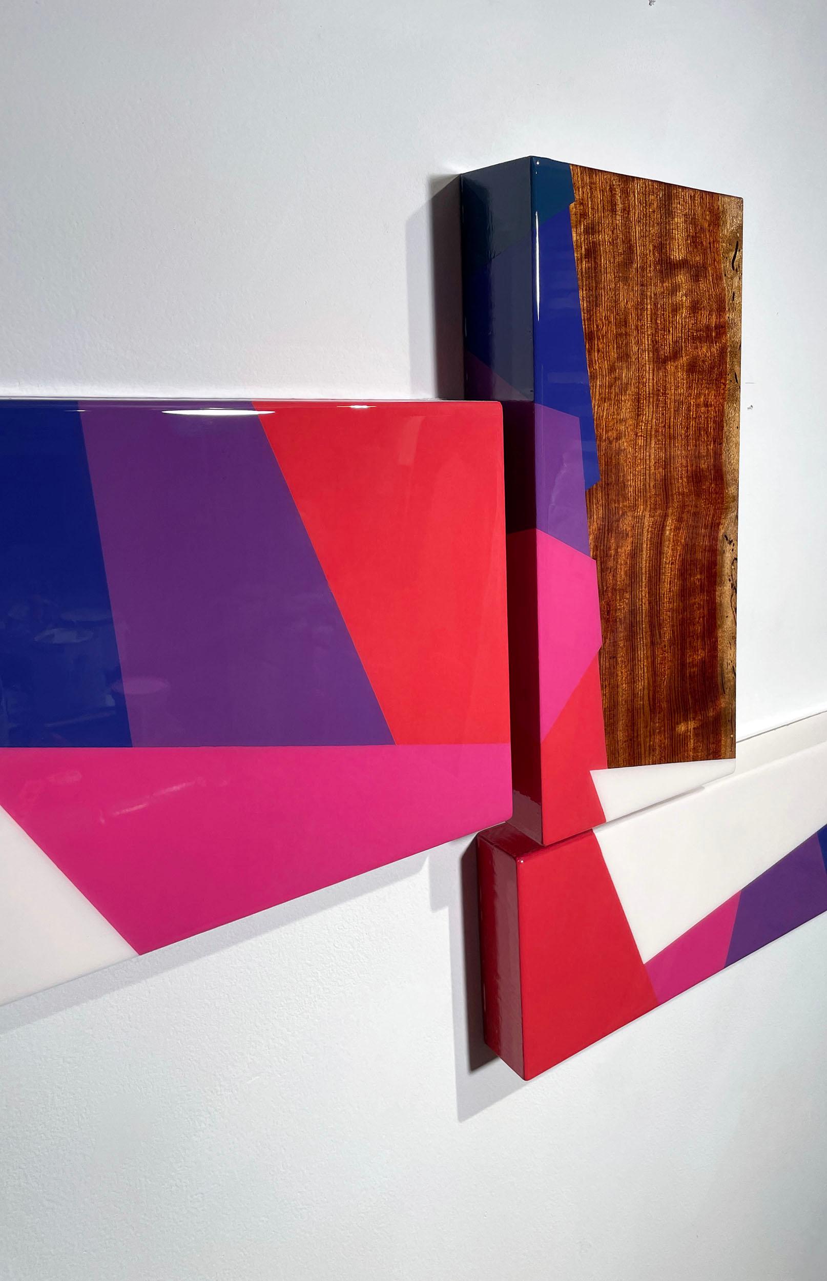 Puzzle #120: Large Colorful Geometric Abstract Wall Sculpture in Wood and Resin For Sale 3