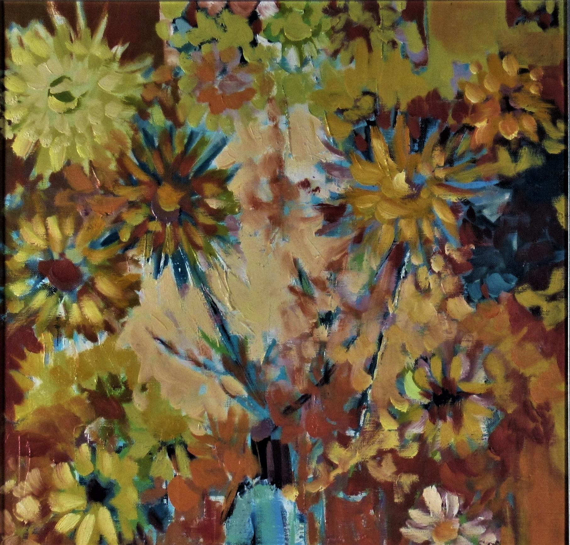 Fleurs dans un vase - Impressionnisme Painting par David Edwards (b.1944)