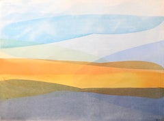 Vintage Abstract Expressionist Luminous Color field Watercolor Painting, David Einstein