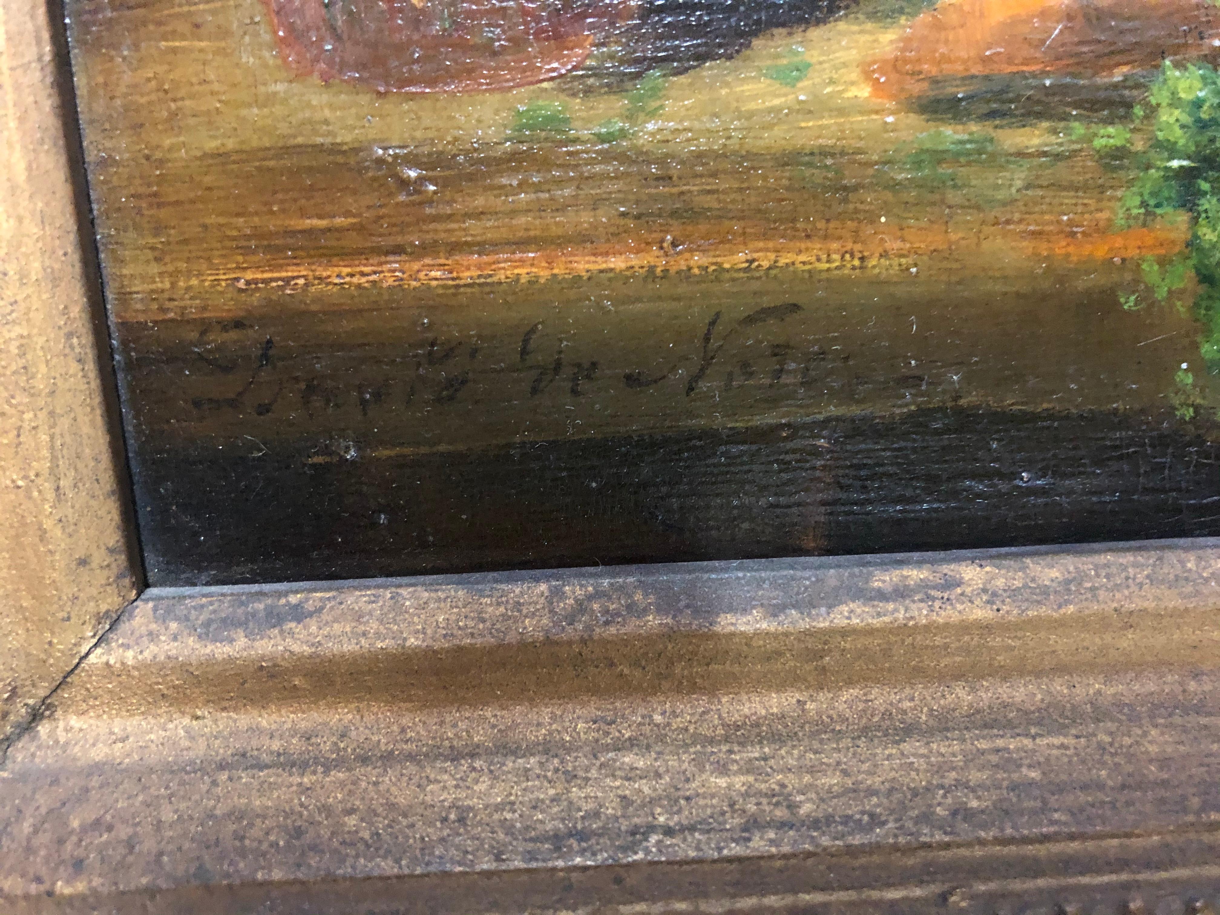 David De Noter Stillleben mit neugieriger Katze (Realismus), Painting, von David Emile Joseph de Noter