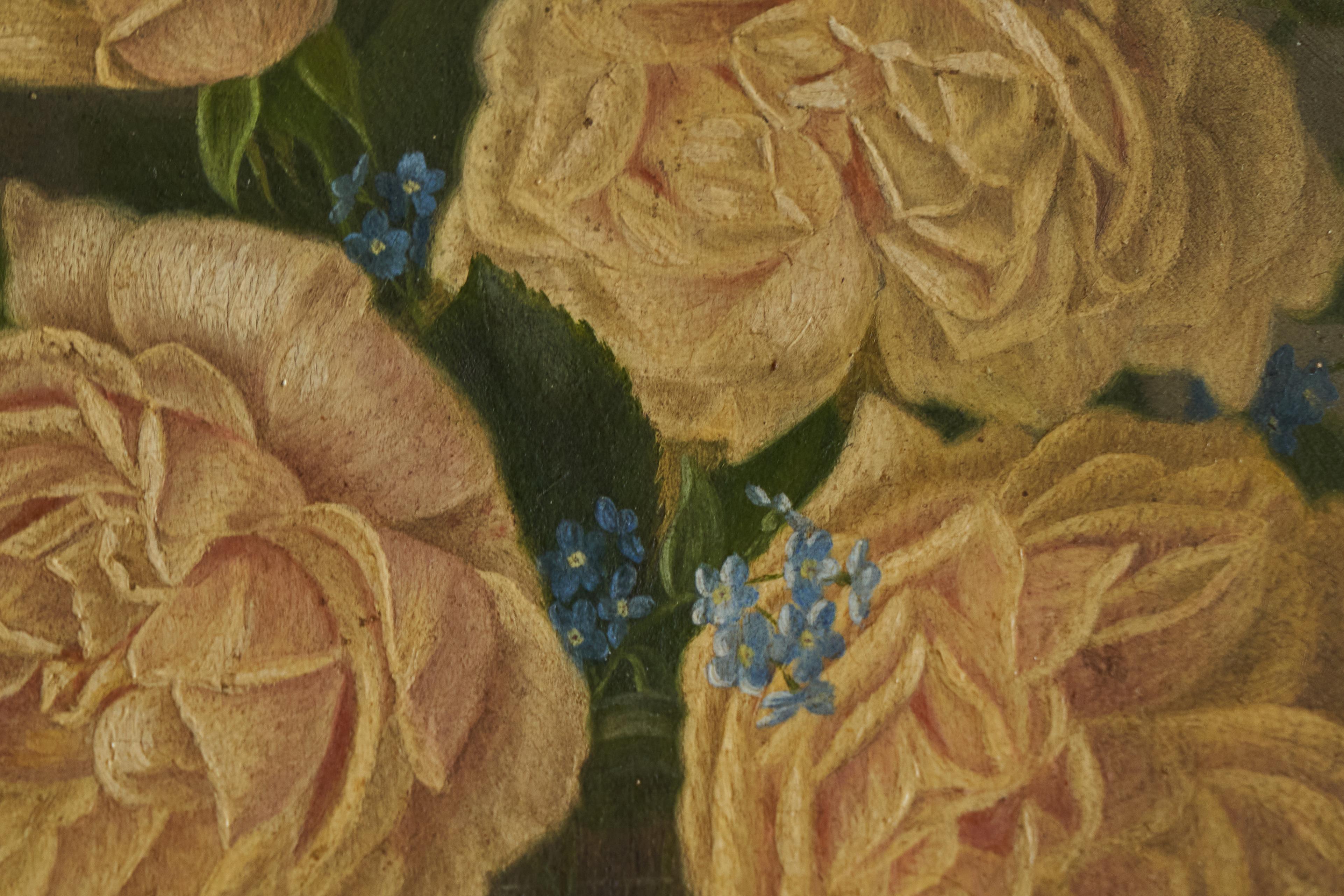 David Emile Joseph de Noter „Stillleben mit Rosen“, Ölgemälde auf Tafel, 19. Jahrhundert im Zustand „Gut“ im Angebot in Meer, VAN