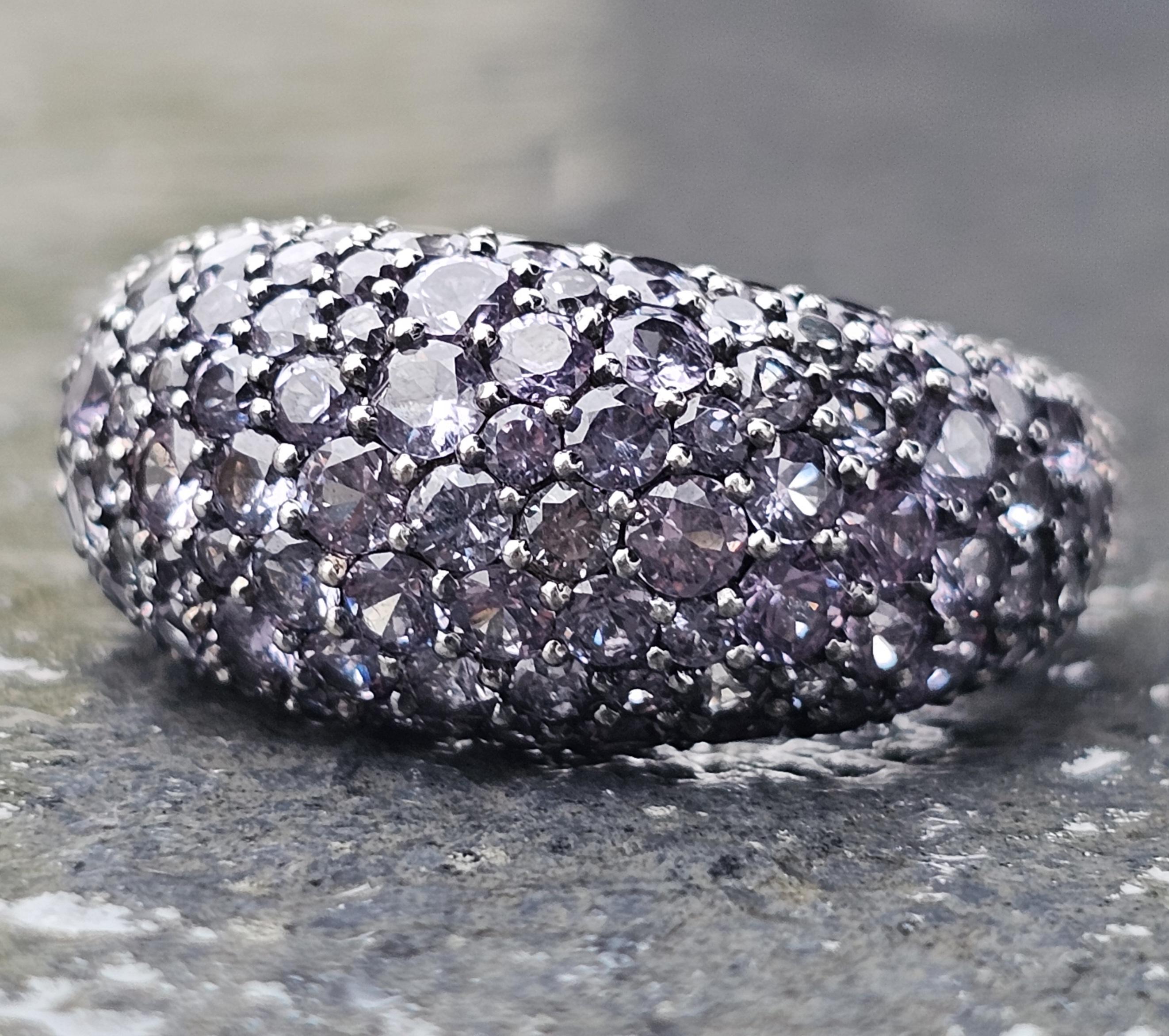 David Yurman - Anello in oro bianco 18k con granato a pavé sz 6 - 11g in vendita 4