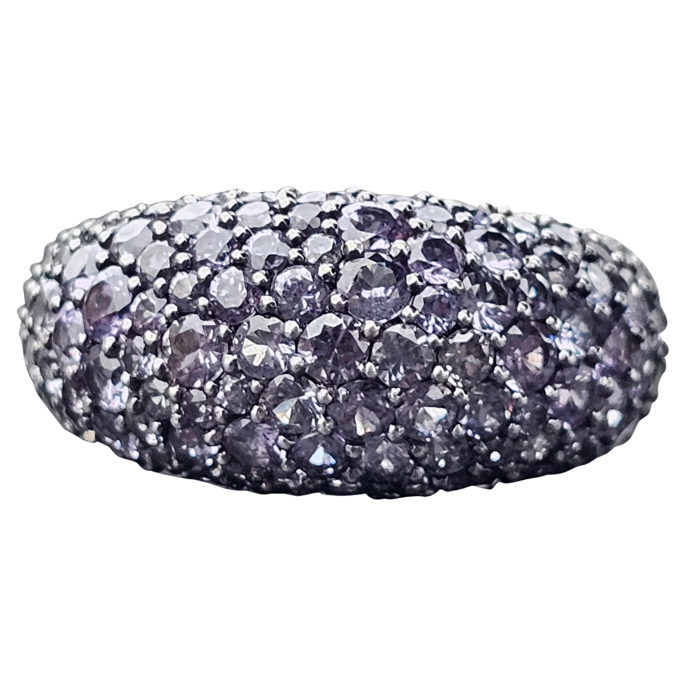 David Yurman - Anello in oro bianco 18k con granato a pavé sz 6 - 11g in vendita