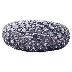 David Yurman - Anello in oro bianco 18k con granato a pavé sz 6 - 11g