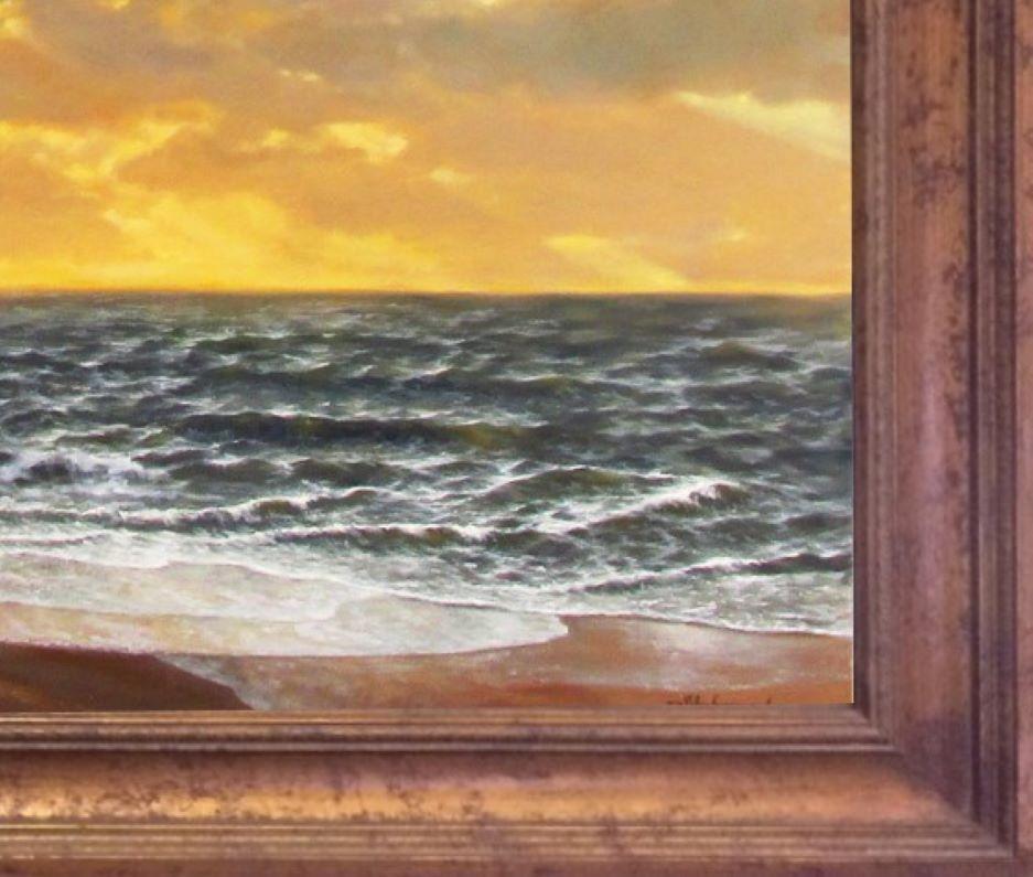 Morning Tide, original 39X47 realistic marine landscape - Brown Landscape Painting by David F. Henderson