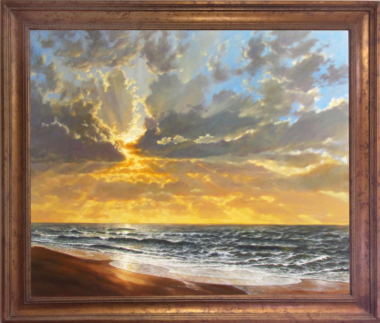 David F. Henderson Landscape Painting - Morning Tide, original 39X47 realistic marine landscape