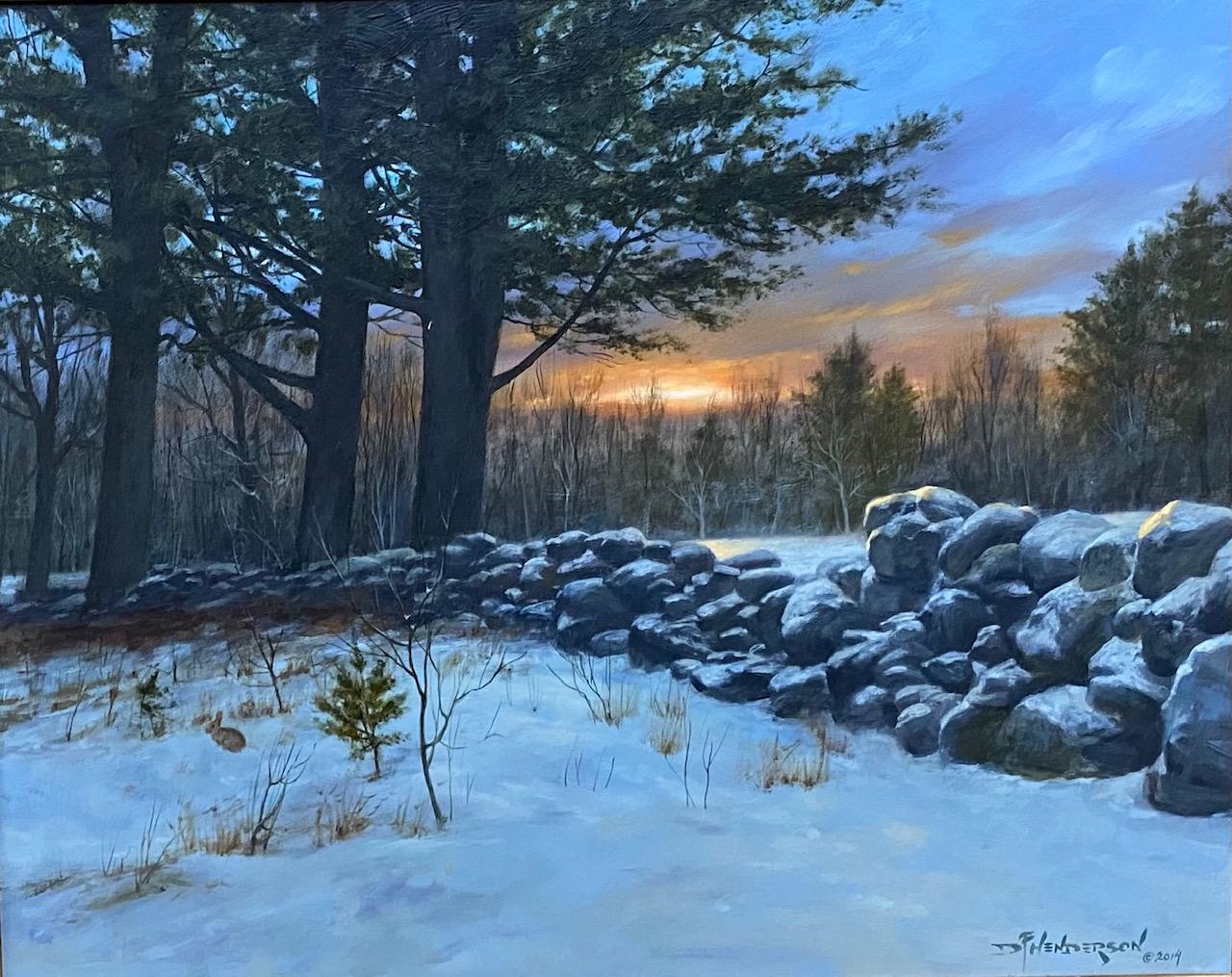Winter in New England, original realist landscape - Realist Painting by David F. Henderson
