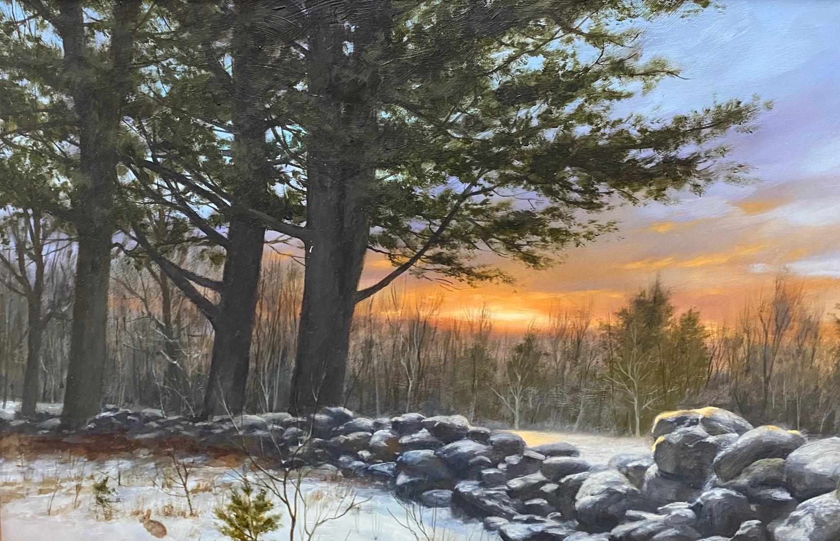Winter in New England, original realist landscape For Sale 1