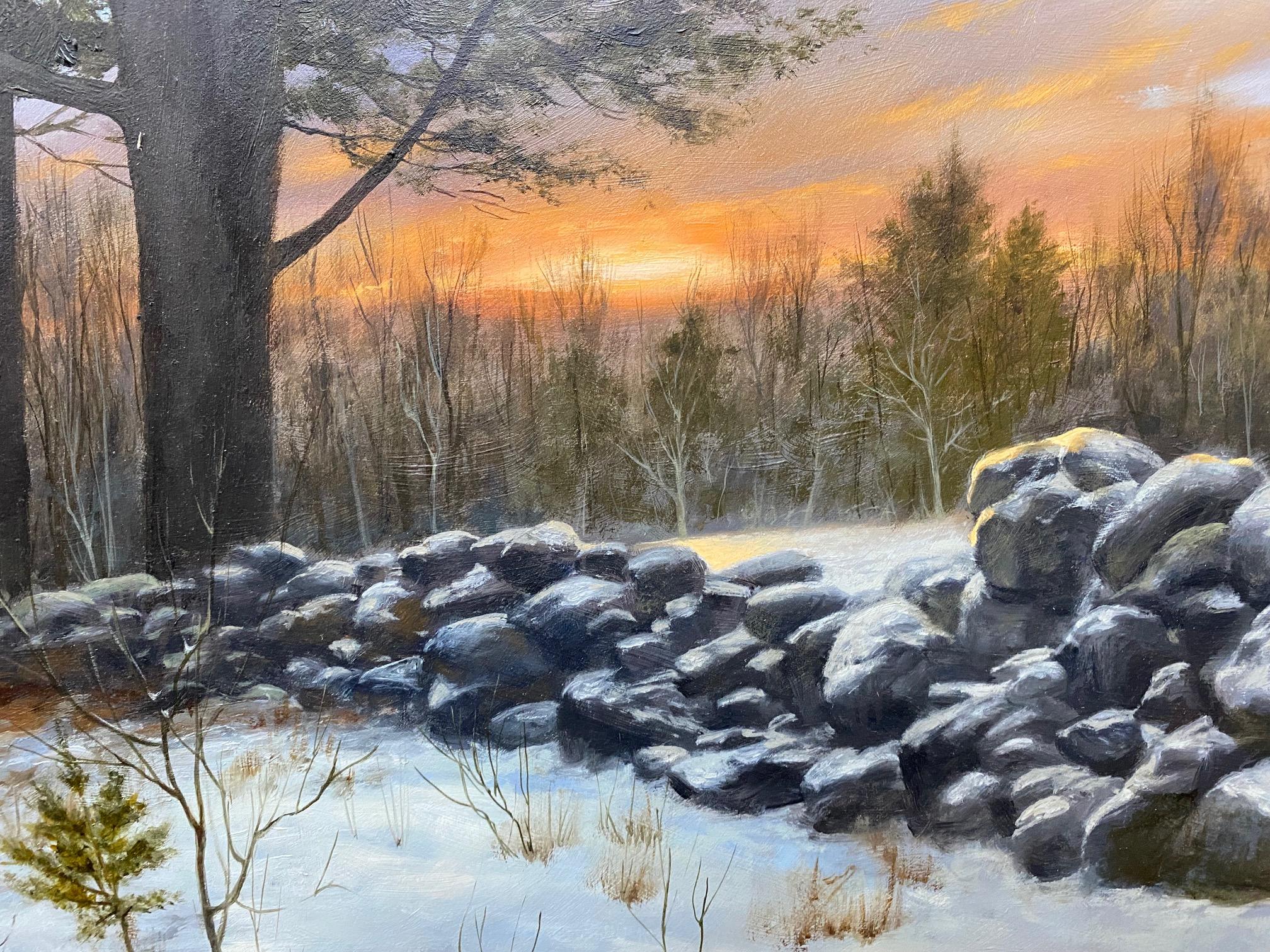 Winter in New England, original realist landscape For Sale 2