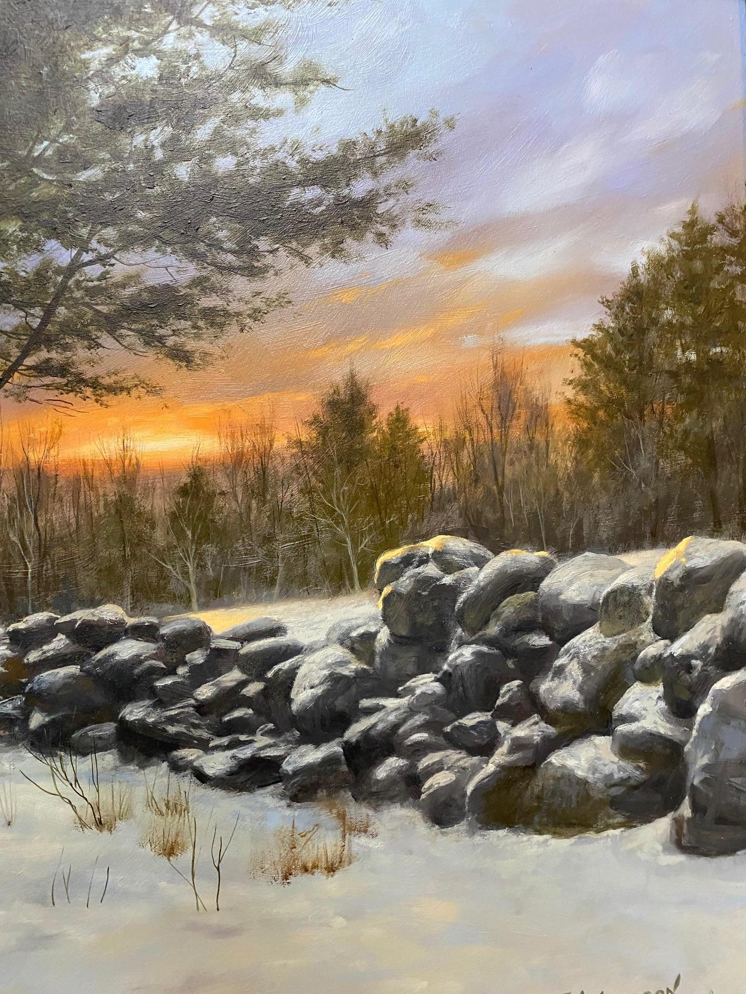 Winter in New England, original realist landscape For Sale 3