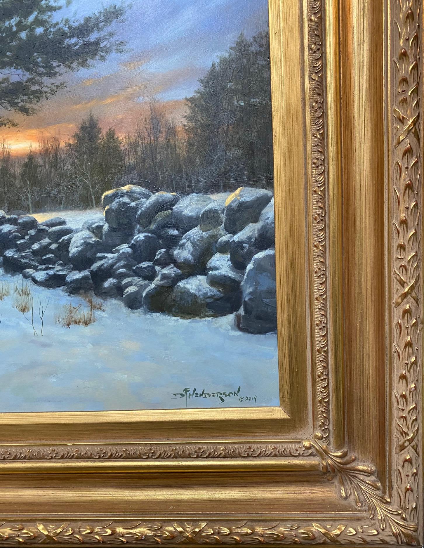 Winter in New England, original realist landscape For Sale 6