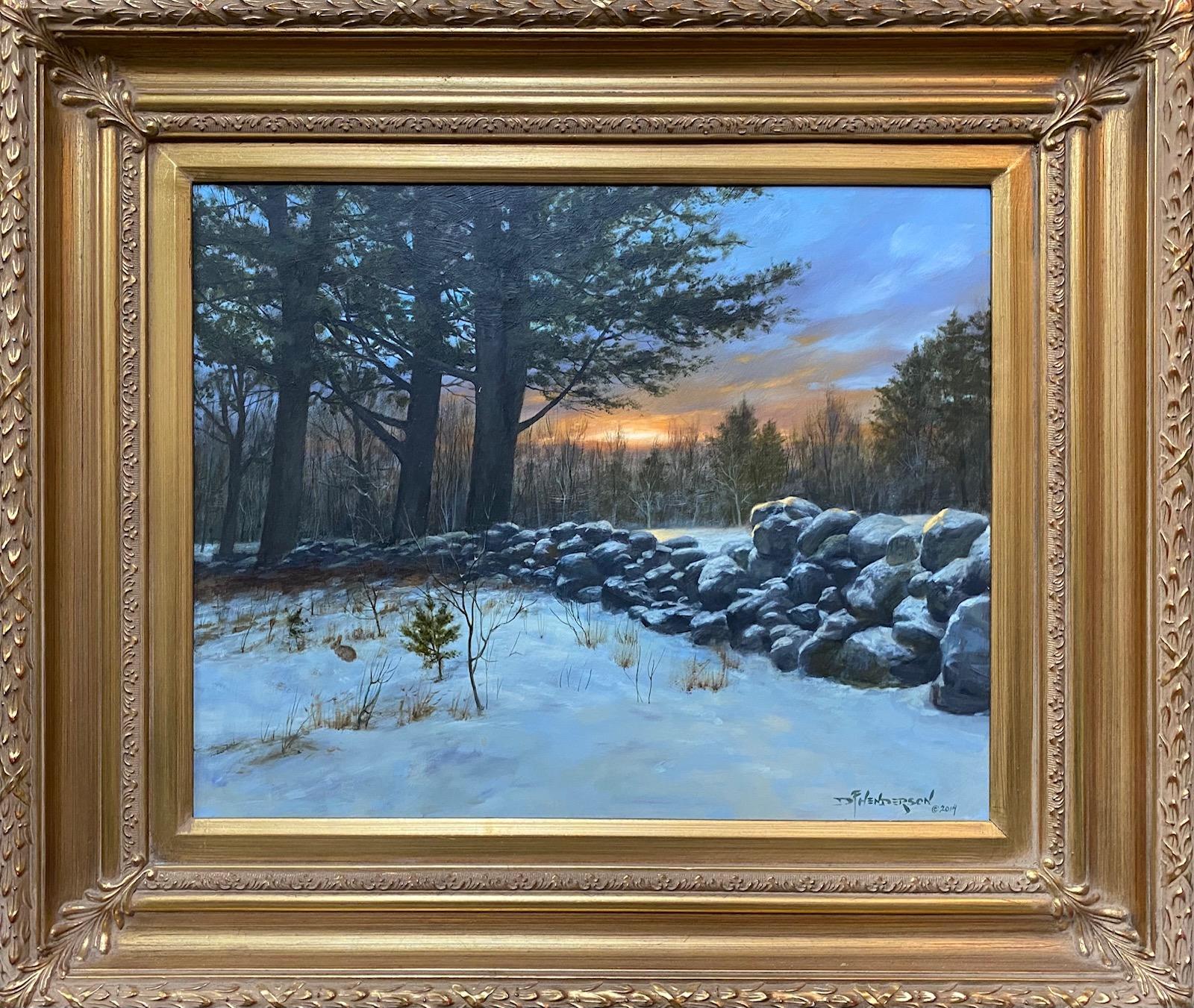 Winter in New England, original realist landscape - Painting by David F. Henderson