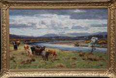 Mayday on the Annan - Scottish Victorian art landscape oil painting Scotland