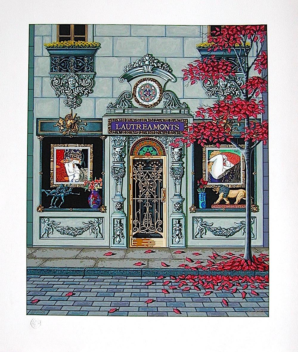 LAUTREAMONTS Signed Serigraph, Luxury Storefront, Architecture, Klimt Nudes