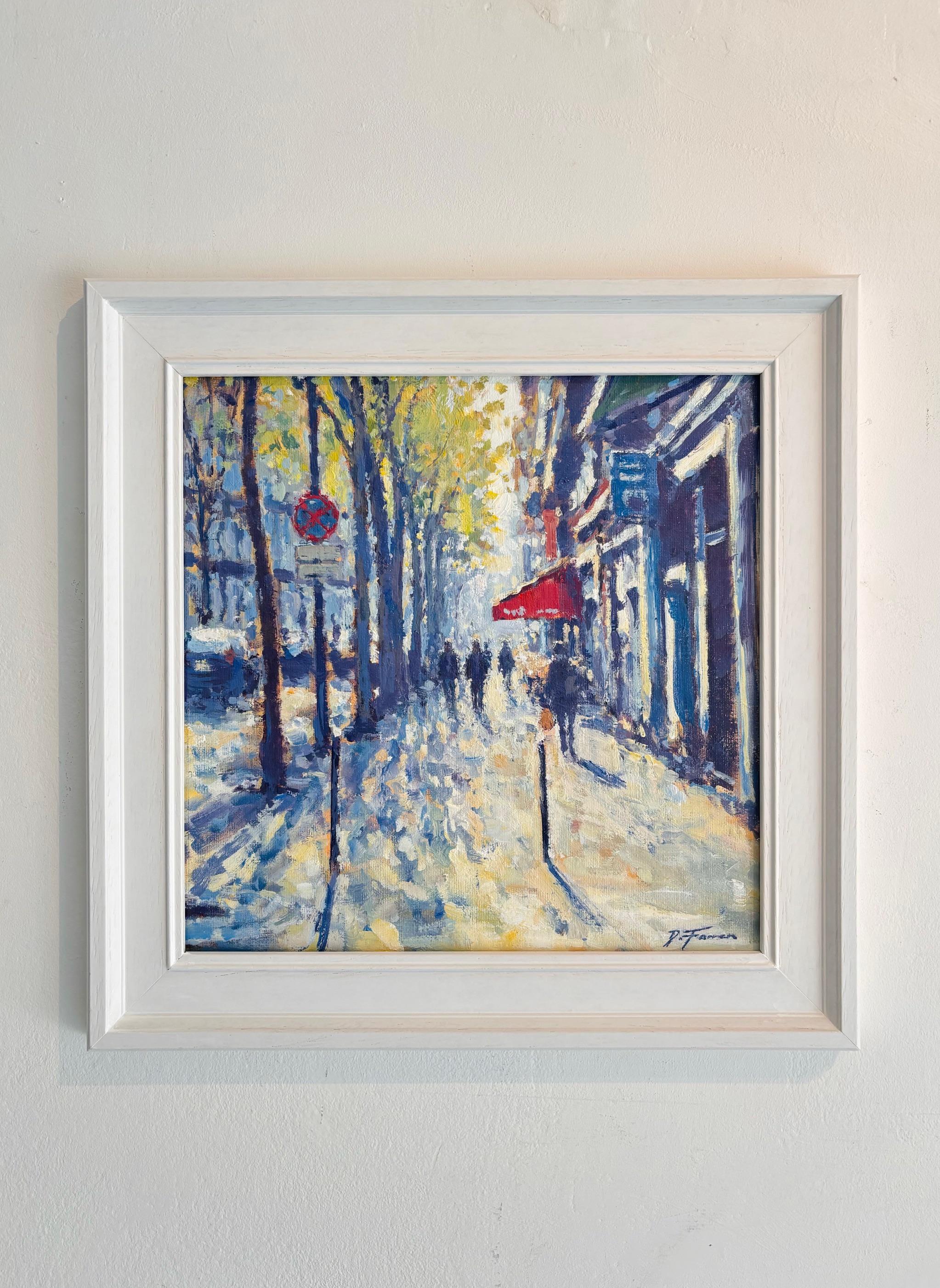 Après le marché, Paris - peinture impressionniste originale d'un paysage urbain - Painting de David Farren