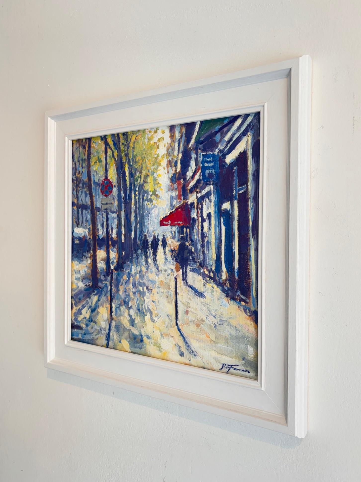 Après le marché, Paris - peinture impressionniste originale d'un paysage urbain - Impressionnisme Painting par David Farren