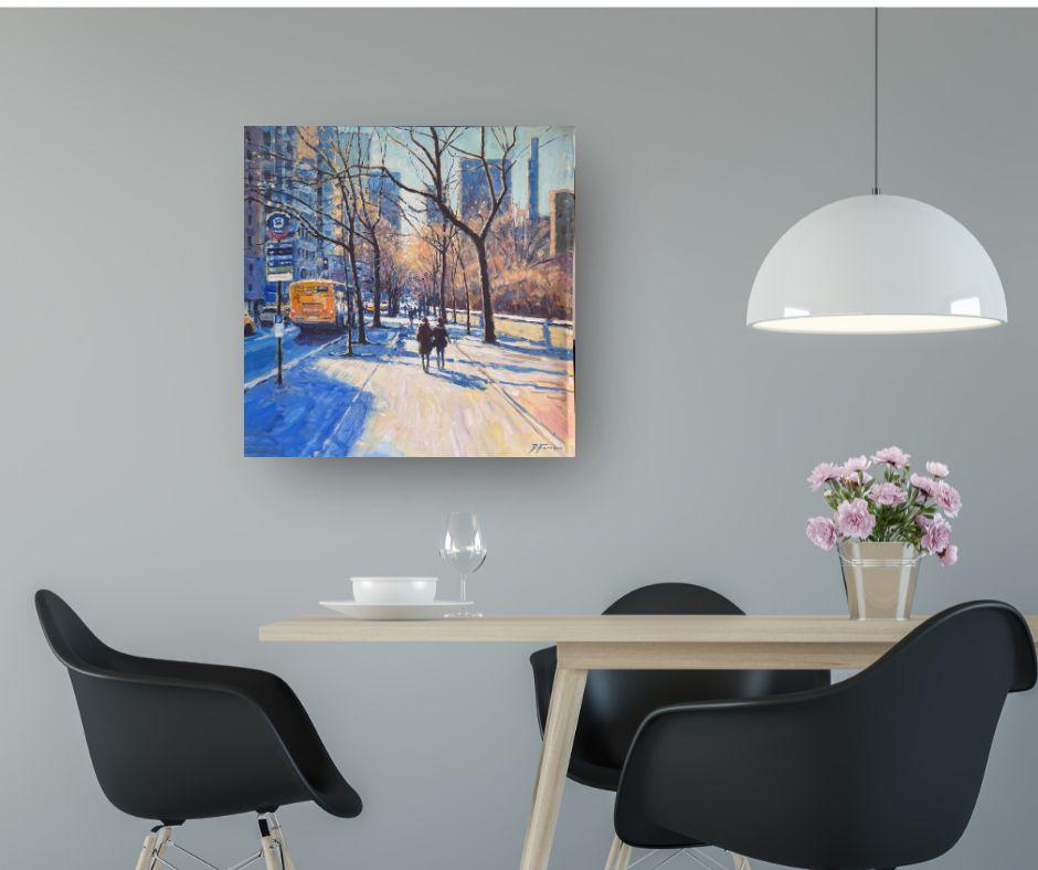 Brighter Winter's Day -original impressionism London painting-contemporary Art - Painting by David Farren