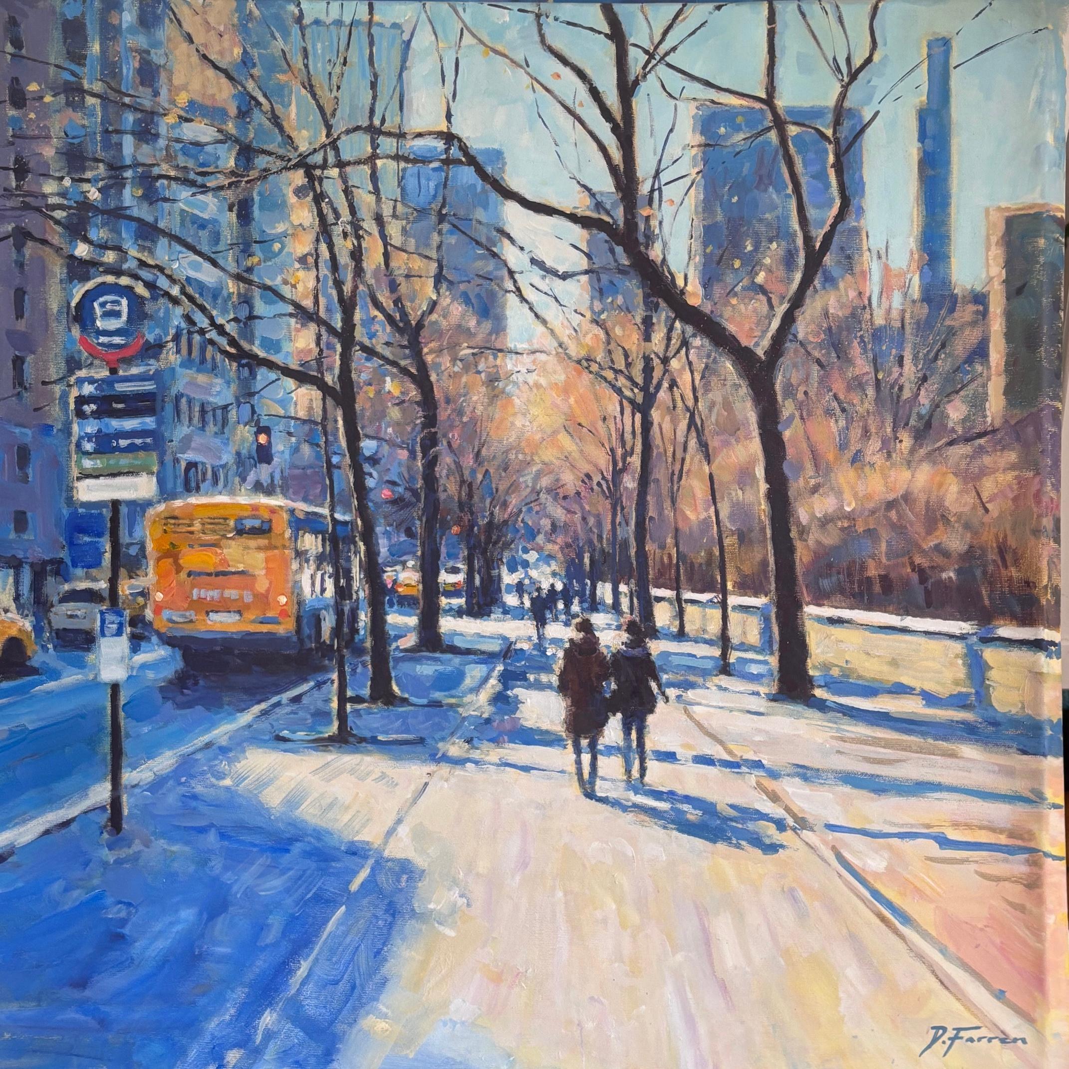 David Farren Figurative Painting - Brighter Winter's Day -original impressionism London painting-contemporary Art