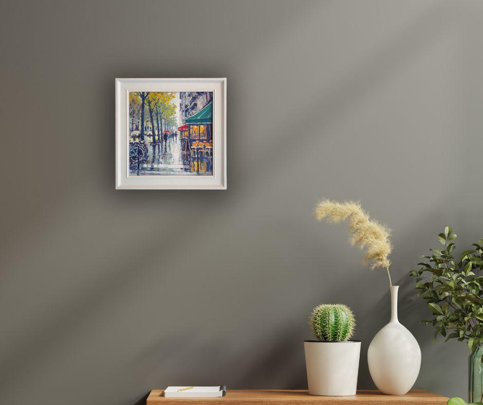 This exceptional artwork is currently on display and available for sale at Signet Contemporary Art Gallery and online.

Bathed in reflections and soft, rainy haze, Evening Shower, Paris is a romantic ode to the city’s timeless charm. David Farren