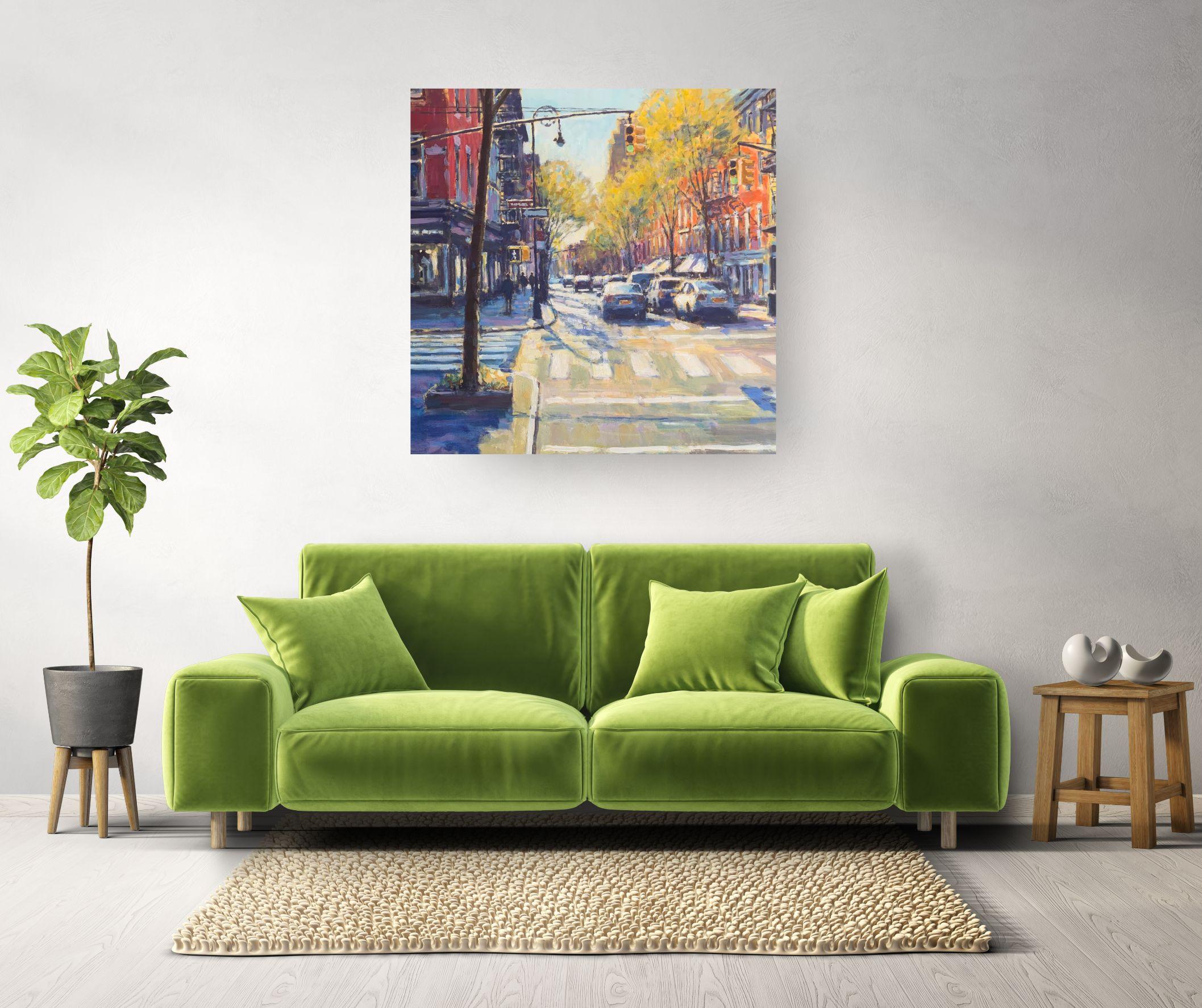 Herbstfarben NY - Original Impressionismus Stadtbild Gemälde - Kunstwerk zu verkaufen – Painting von David Farren