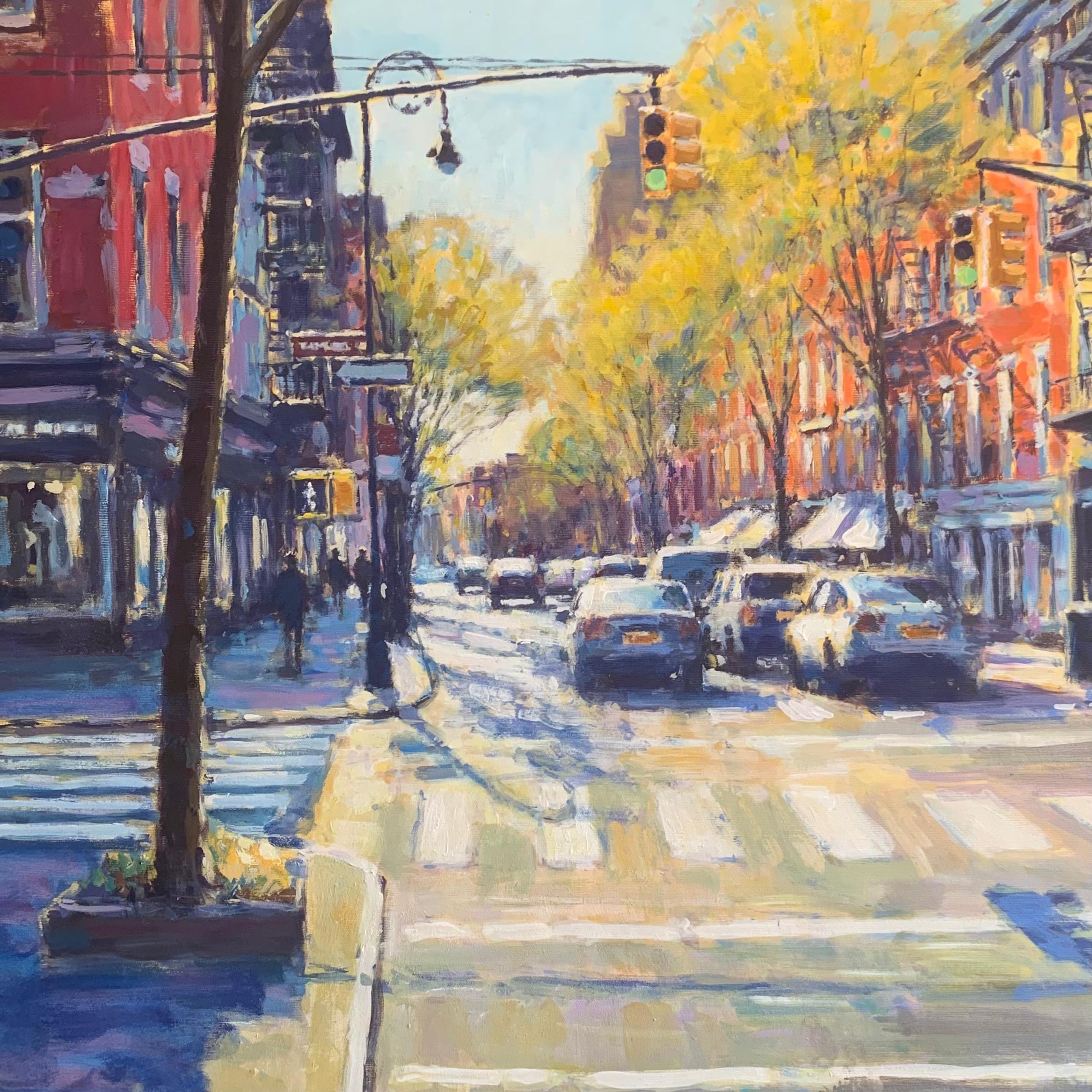 Herbstfarben NY - Original Impressionismus Stadtbild Gemälde - Kunstwerk zu verkaufen