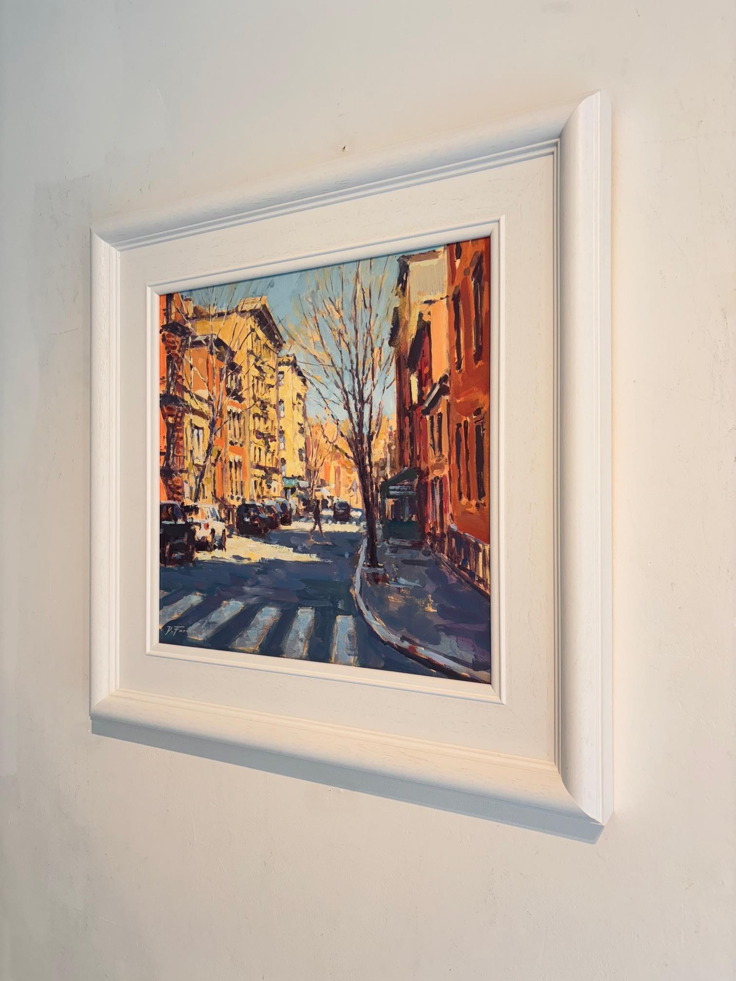 Morning Light, West Village - original impressionism London cityscape painting - Painting by David Farren