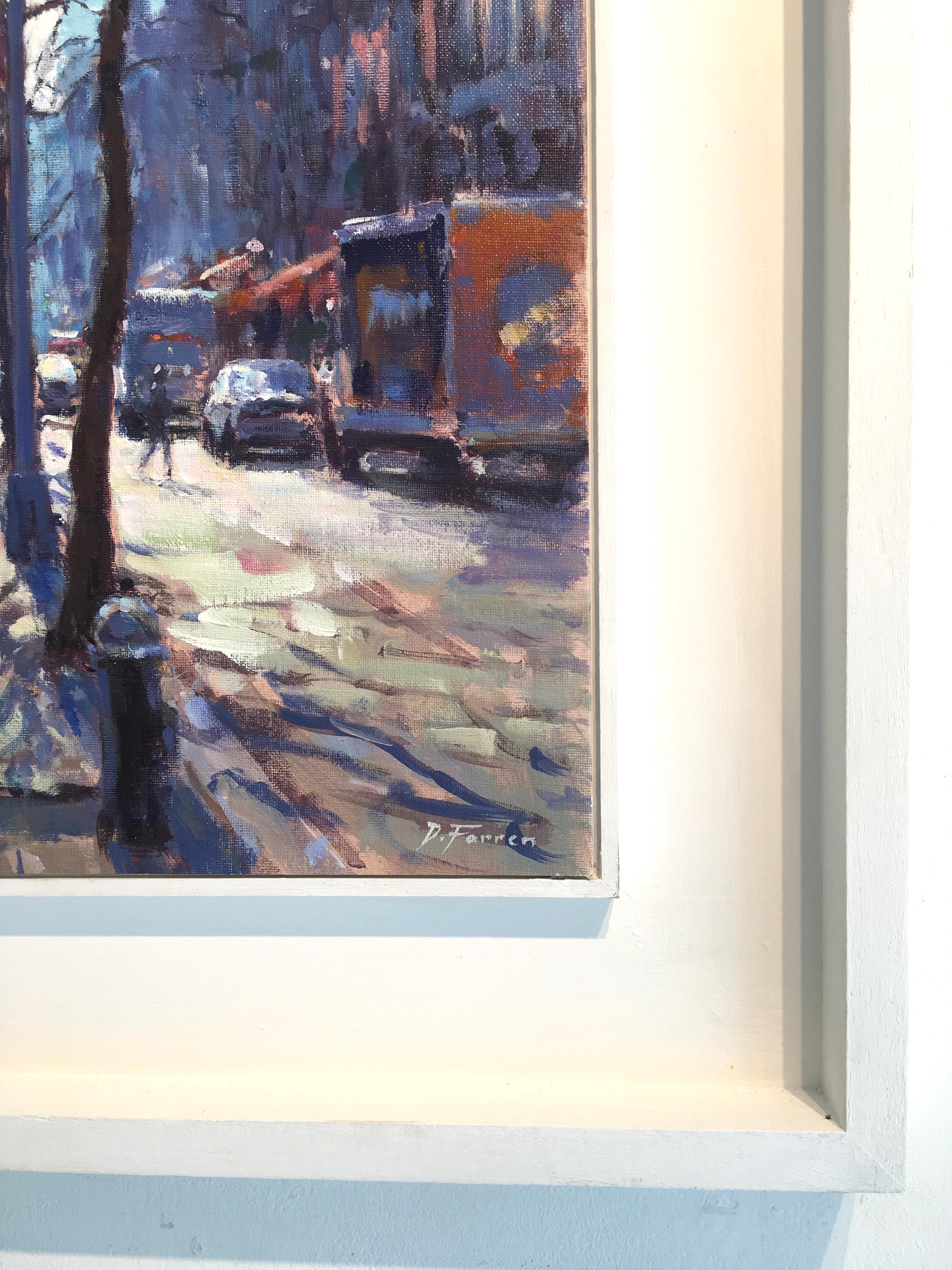 Morning Walk NYC original City landscape painting - Impressionist Painting by David Farren