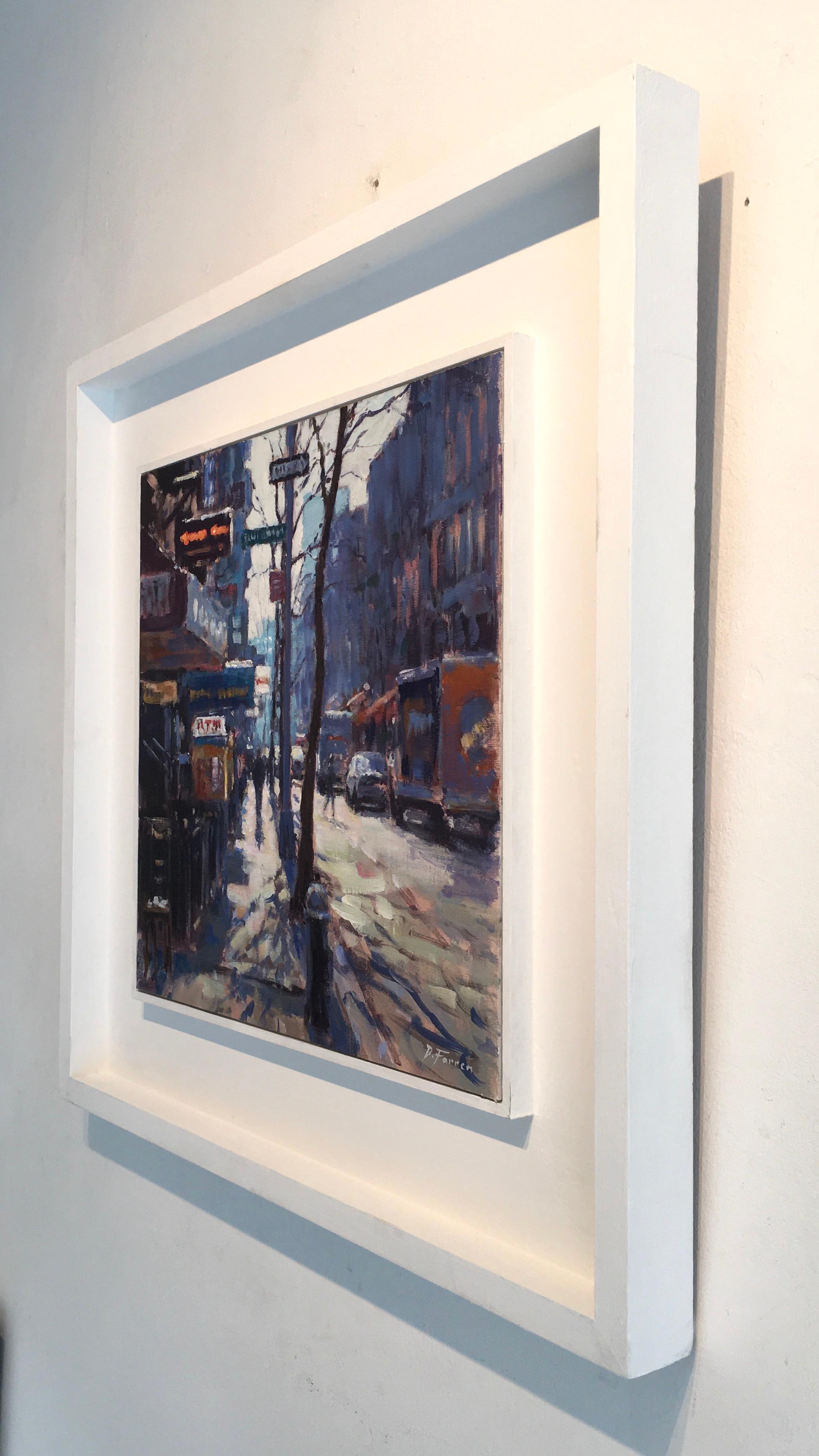 The original City Landscape painting by David Farren is framed, stringed and ready to be displayed. The cool colour palette used in this painting create the atmosphere of a wintery morning in NYC.

 David Farren is a contemporary impressionist
