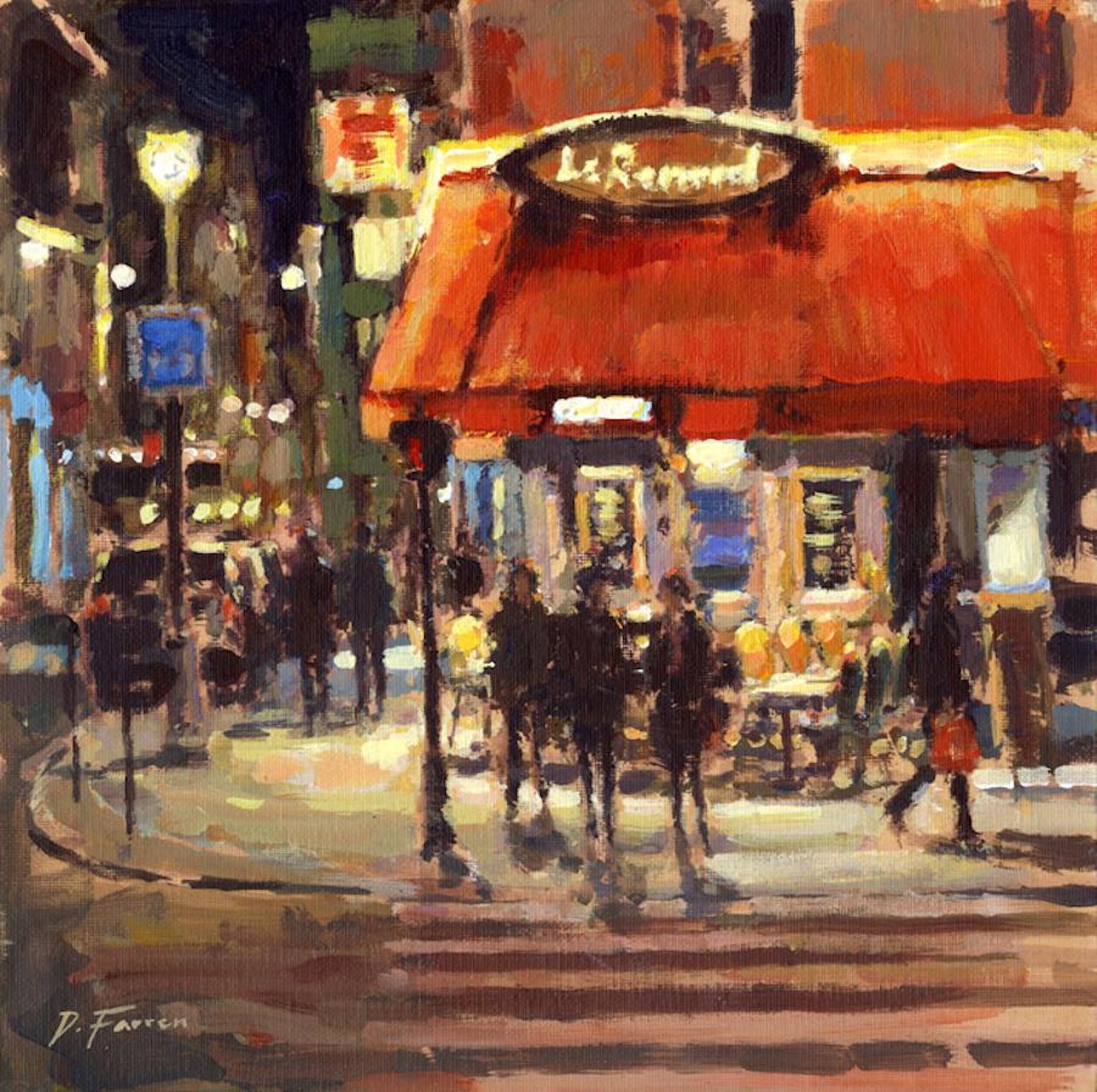 David Farren Night Cafe Paris Original City Landscape Painting