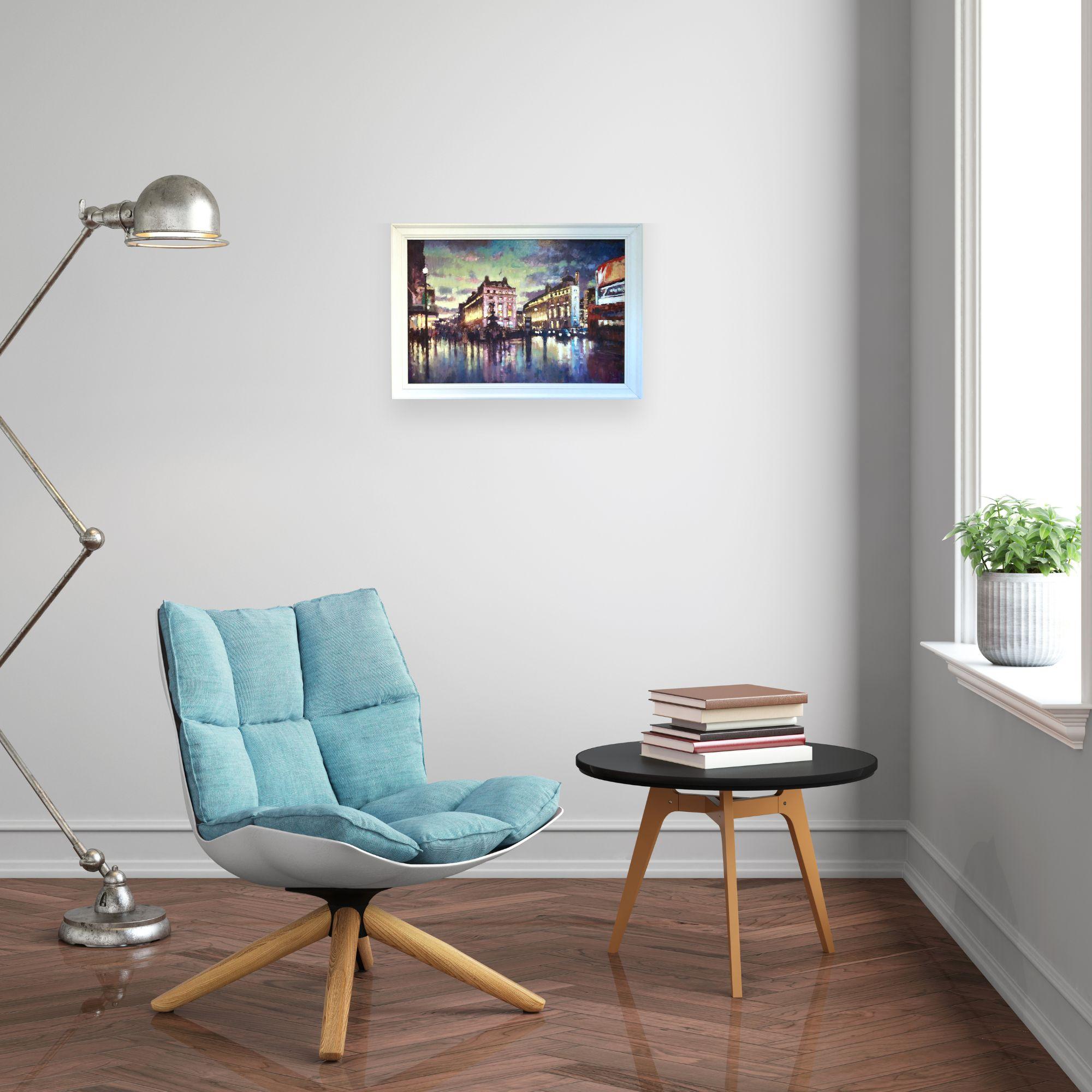 Nachtfall, Piccadilly Circus-Original-Impressionismus Londoner Stadtansichtsgemälde im Angebot 1