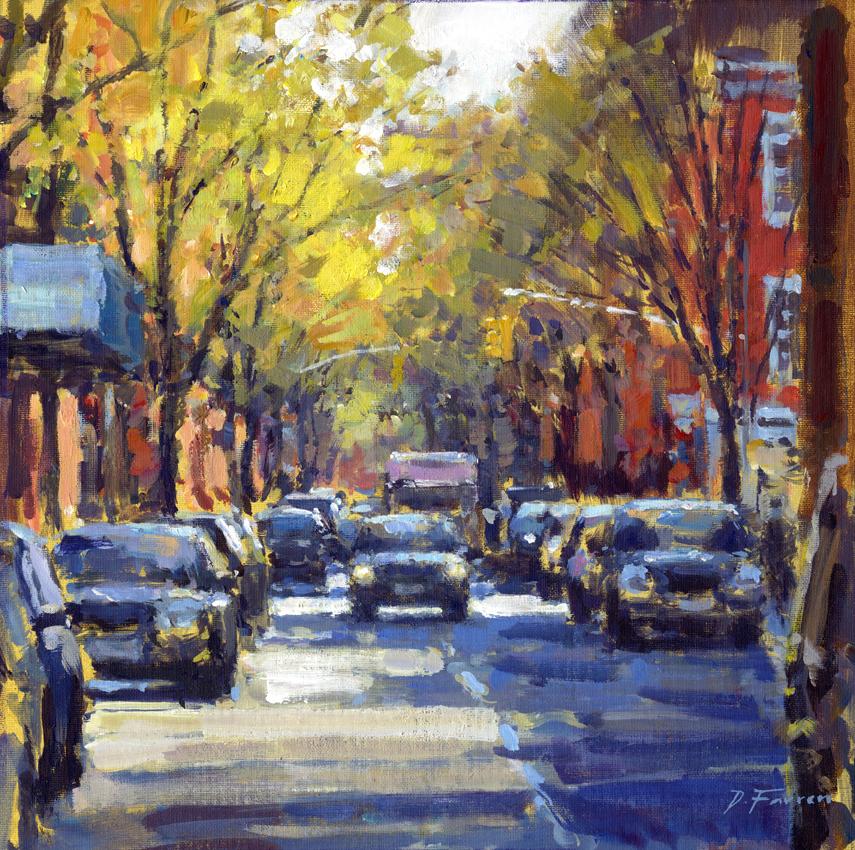 David Farren Landscape Painting - October, Greenwich original NYC landscape painting Contemporary 21st Century Ar