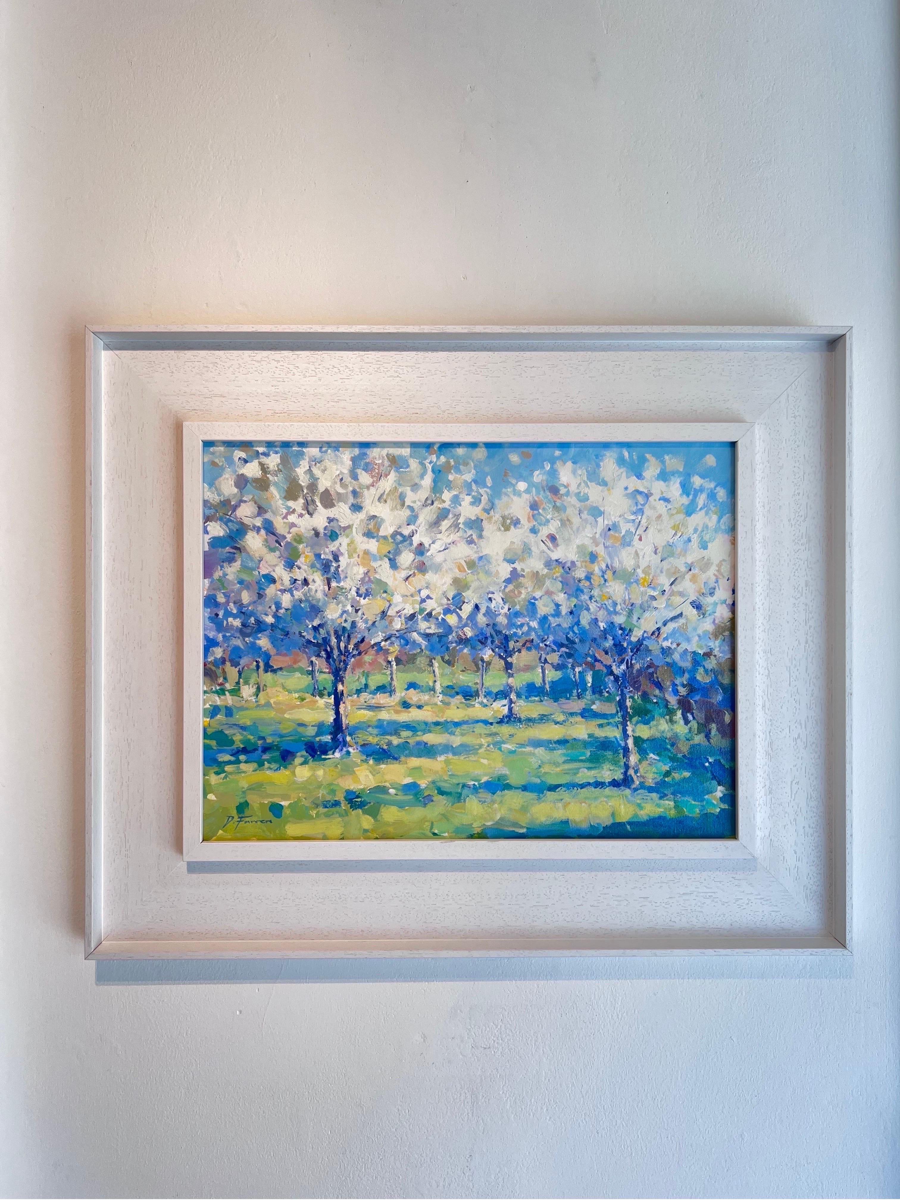 Orchard Blossom - original impressionism landscape painting-contemporary art - Painting by David Farren