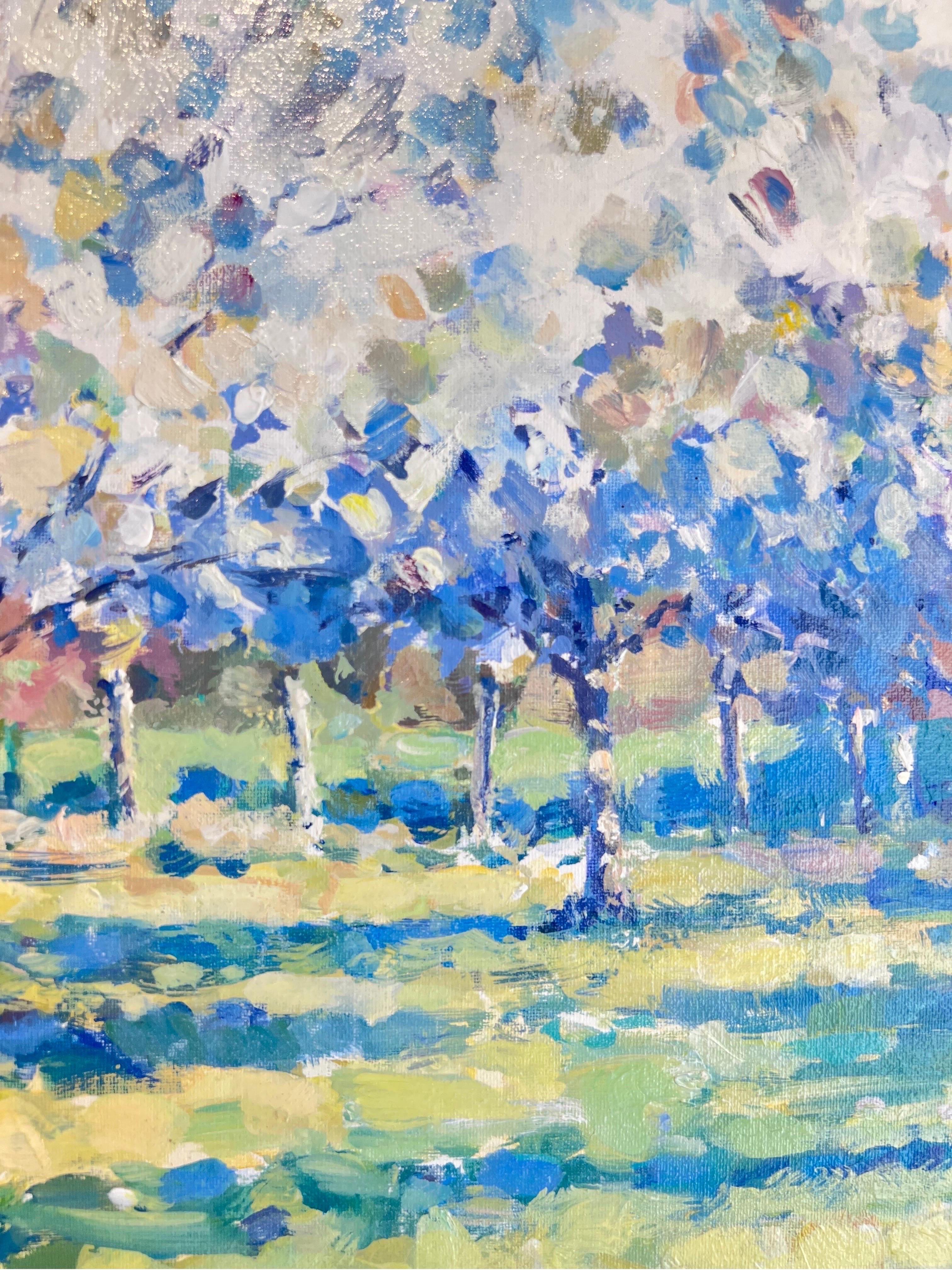 Orchard Blossom - original impressionism landscape painting-contemporary art - Impressionist Painting by David Farren