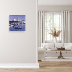 River Thames at Dusk-original impressionism London painting-contemporary Art