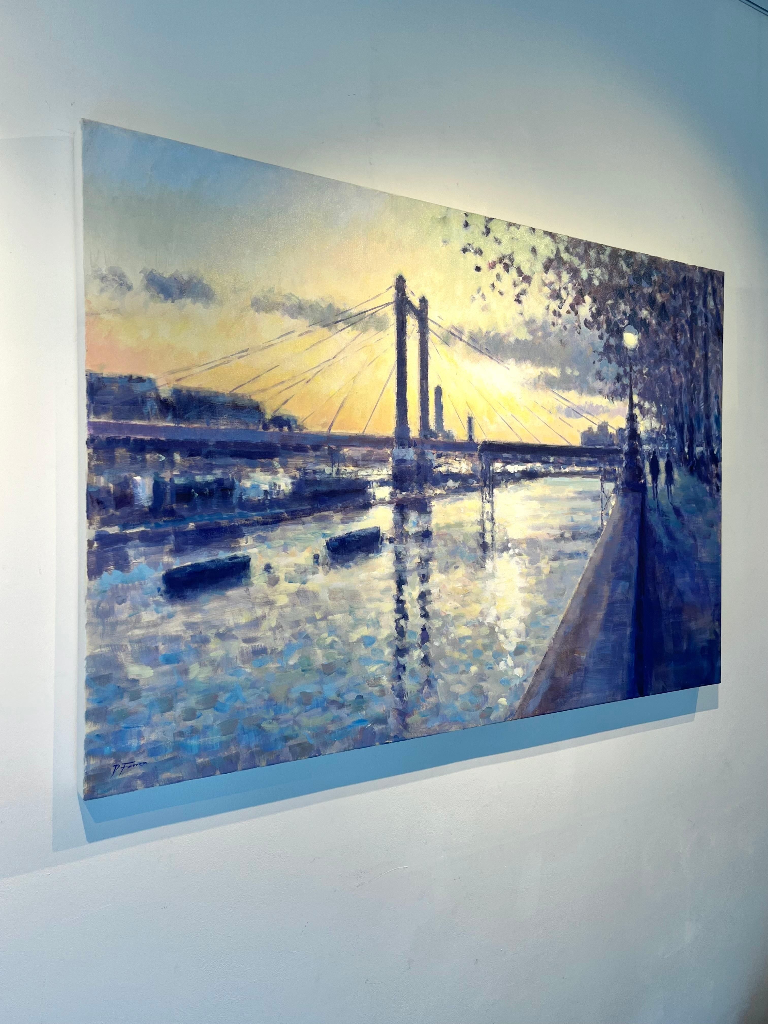 September Evening, Albert Bridge- impressionism London painting- original Art For Sale 1