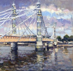 Sunlight and Reflections - London impressionist architecture impasto oil paint