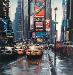 Time Square, New York, États-Unis  Paysage urbain paysager, peinture impressionniste moderne