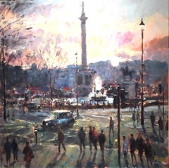 Vue de St Martins Londres - Peinture à l'huile figurative de paysage urbain - impressionnisme