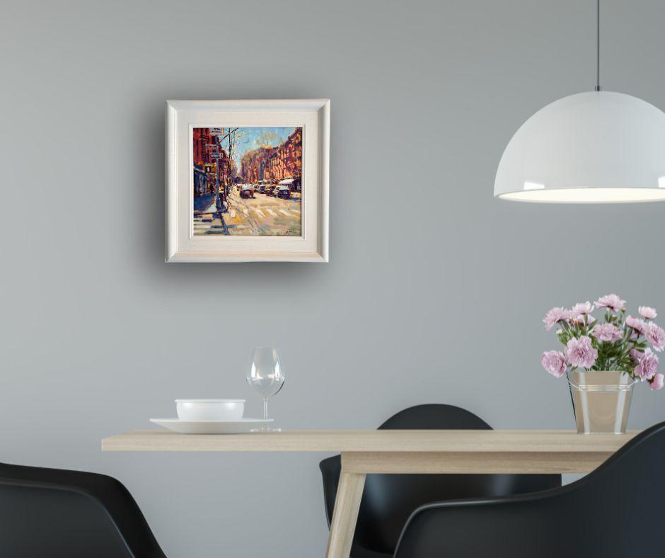 This exceptional artwork is currently on display and available for sale at Signet Contemporary Art Gallery and online.

With brisk brushstrokes and vibrant clarity, Winter Sunshine, Bleecker Street, New York captures the rhythmic hum of a city