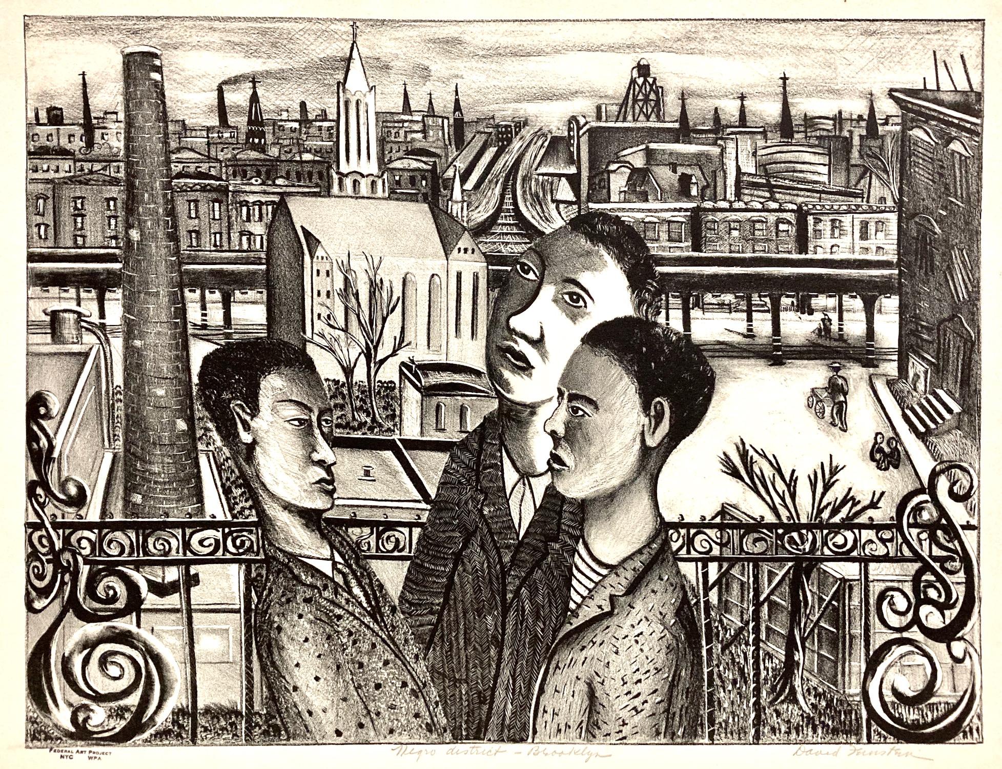 David David, Quartiere negro, Brooklyn, 1936-39, litografia WPA