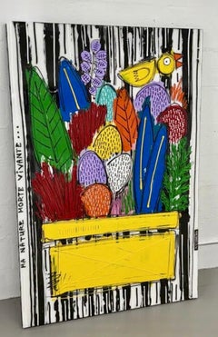 Grande peinture d'extérieur contemporaine française naïve et fantaisiste de David Ferreira