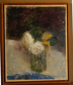 Impressionist Still Life of White Roses in the style of Vuillard 