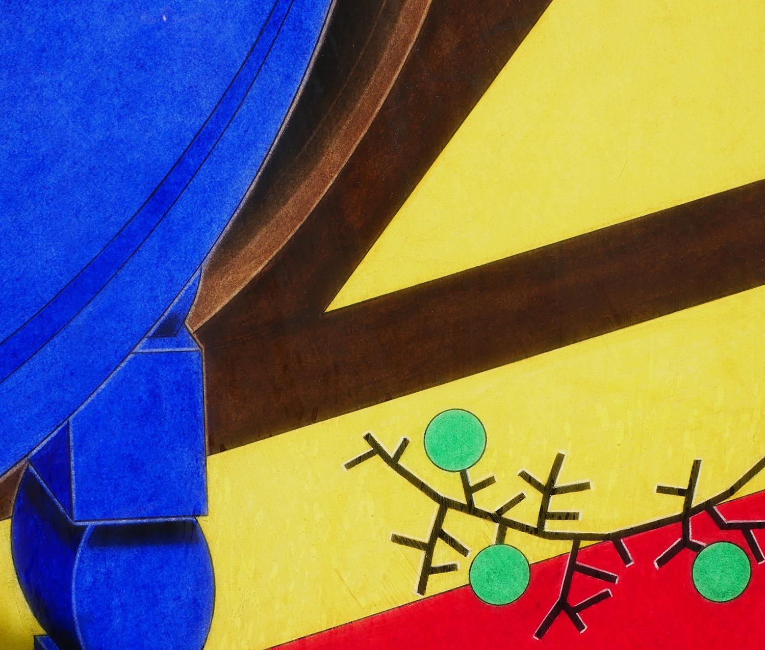 “Still Life in the Artists Studio” Modern Cubist Primary Toned Abstract Painting 6