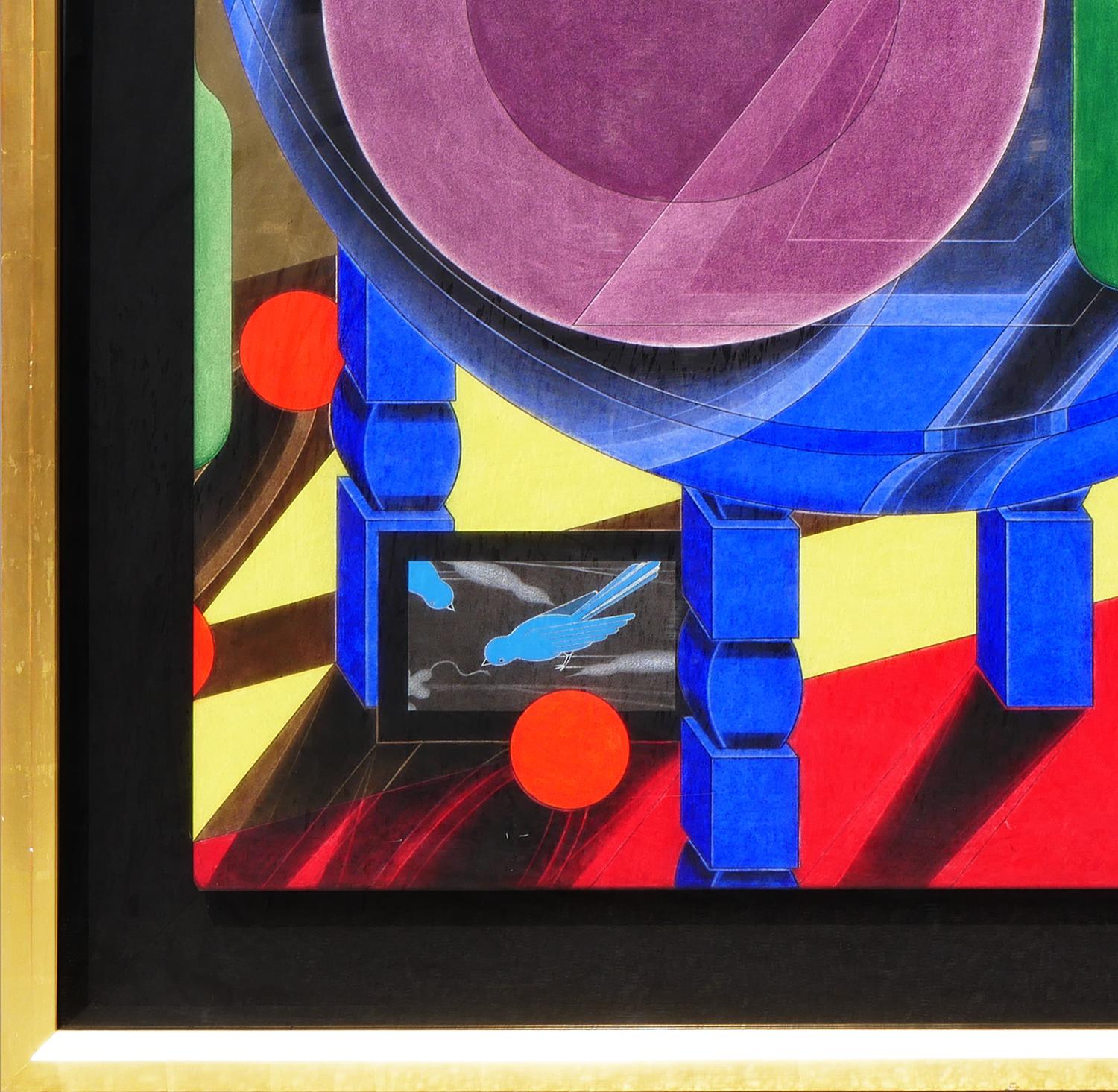 “Still Life in the Artists Studio” Modern Cubist Primary Toned Abstract Painting 1